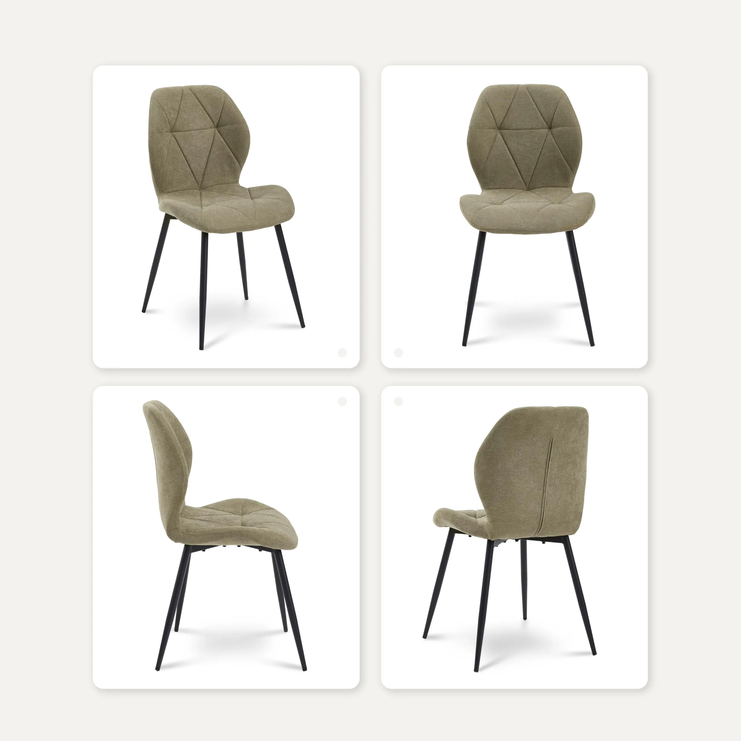 GrandCA HOME Set di 2 Sedie da Pranzo Imbottite in Tessuto a Rombi con Gambe in Metallo, Fagiolo verde-R - immagine 7