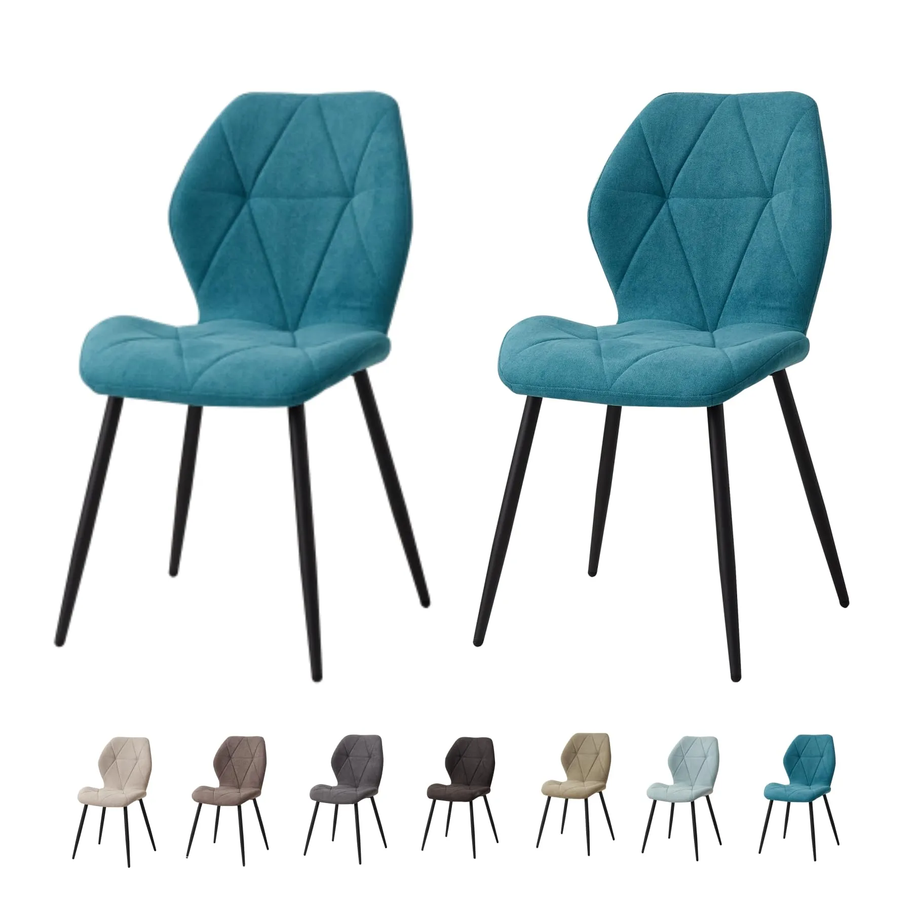 GrandCA HOME Set di 2 Sedie da Pranzo Imbottite in Tessuto a Rombi, Lago Blu-R - immagine 1