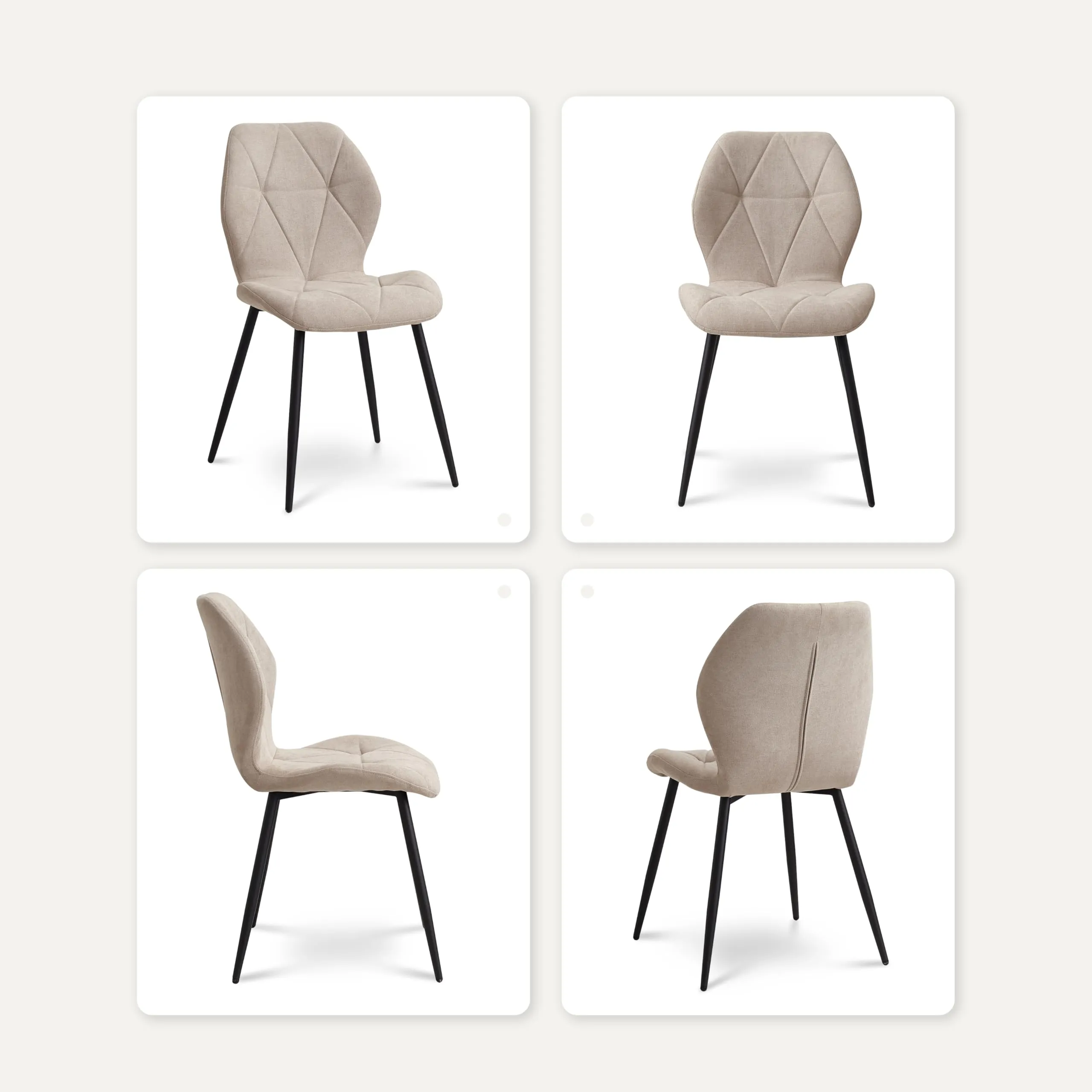 GrandCA HOME Set di 6 Sedie da Pranzo Imbottite in Tessuto a Rombi con Gambe in Metallo, Beige-R - immagine 7