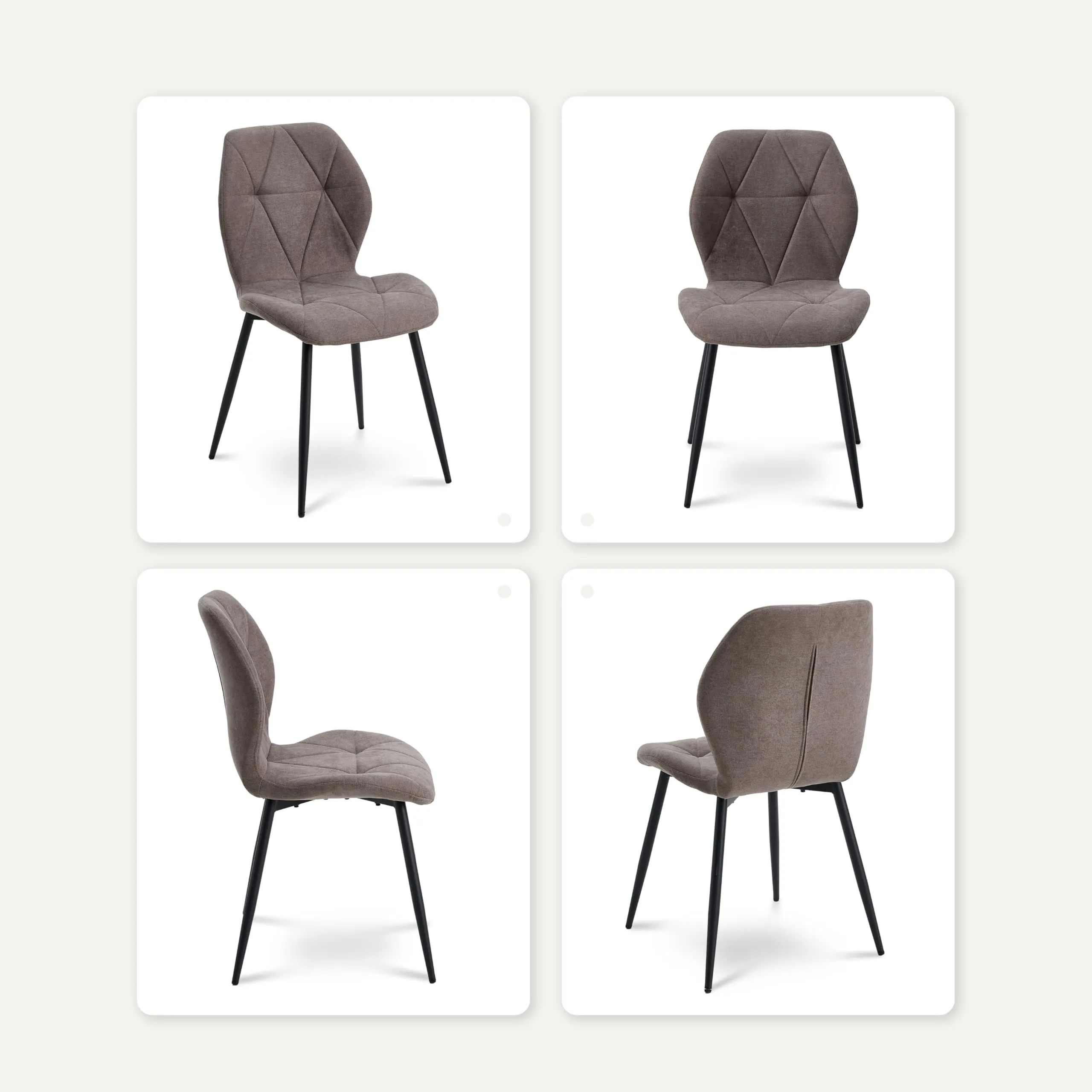 GrandCA HOME Set di 2 Sedie da Pranzo Imbottite in Tessuto a Rombi con Gambe in Metallo, Marrone-R - immagine 9