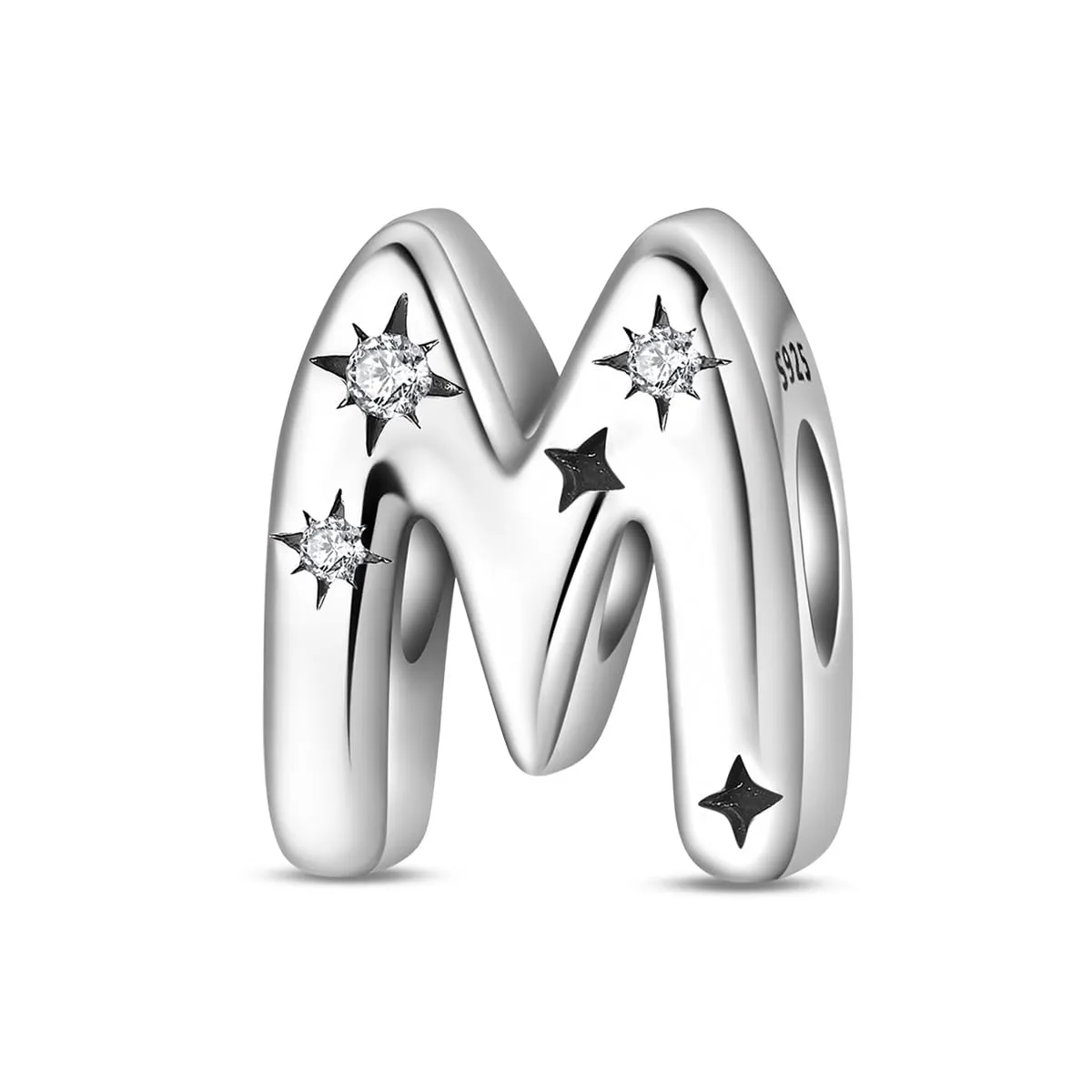 TINSLO Bead Charm Argento Sterling 925 Lettere con Cubic Zirconia per Pandora Braccialetti e Collane Europee - immagine 1