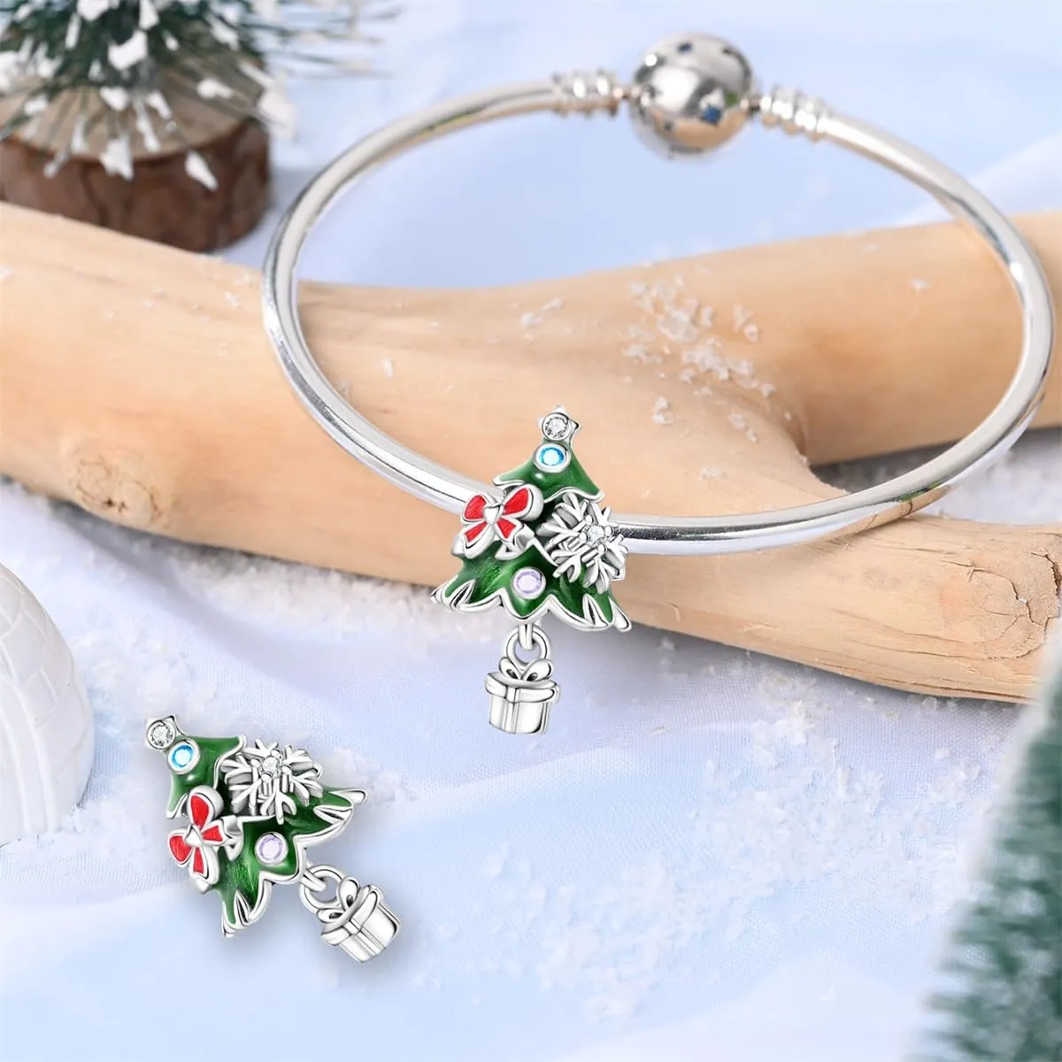 TINSLO Bead Charm Argento Sterling 925 con Cubic Zirconia per Braccialetti e Collane Europei - immagine 3