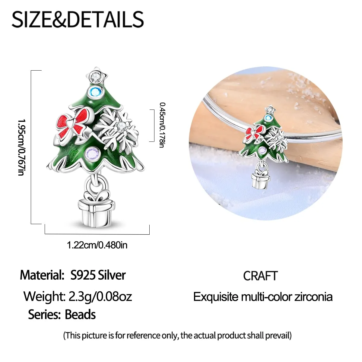 TINSLO Bead Charm Argento Sterling 925 con Cubic Zirconia per Braccialetti e Collane Europei - immagine 5