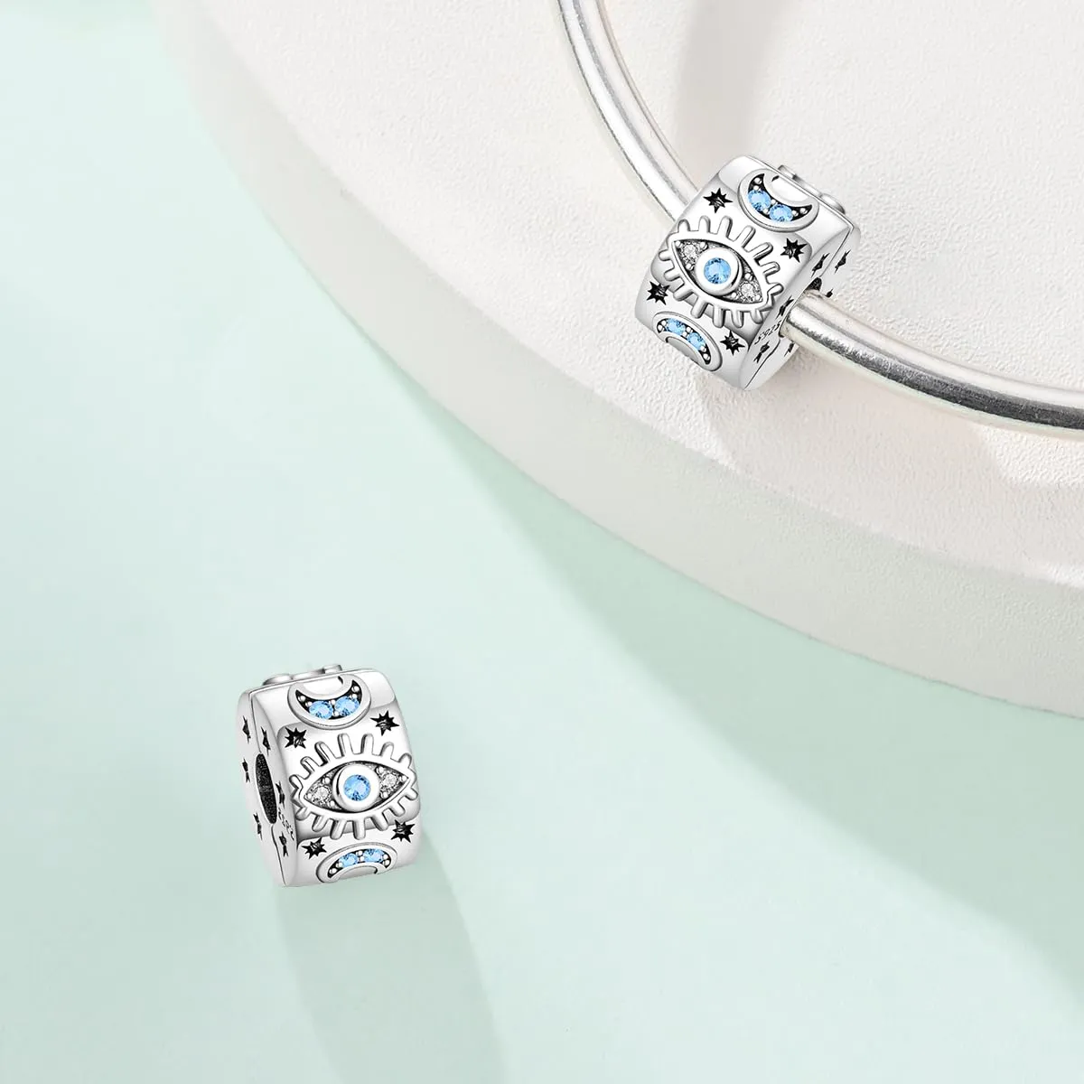 TINSLO Bead Charm Ciondolo Argento Sterling 925 con Cubic Zirconia per Braccialetti e Collane Europei - immagine 2