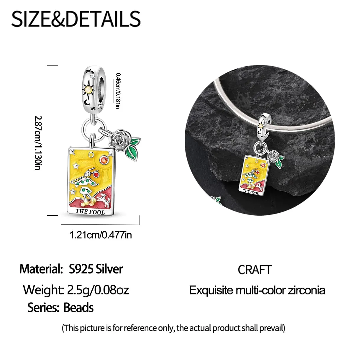 TINSLO Bead Charm in Argento Sterling 925 con Cubic Zirconia per Braccialetti e Collane Europei - immagine 5