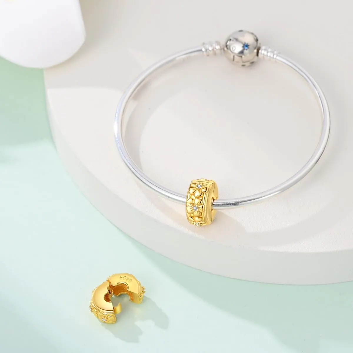 TINSLO Bead Charm Argento Sterling 925 con Cubic Zirconia per Braccialetti e Collane Europee - immagine 3