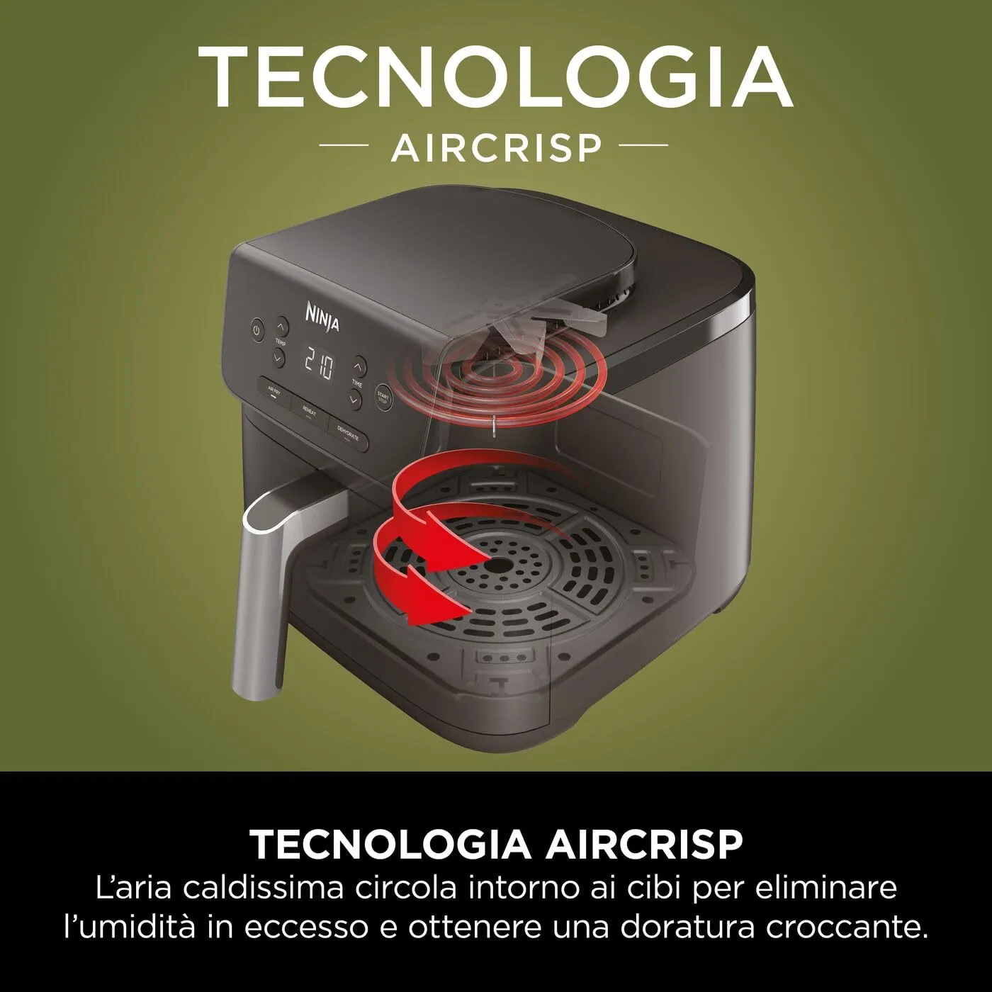 Ninja AirCrisp AF110EU Friggitrice ad Aria, 4,7L, Nero - immagine 9