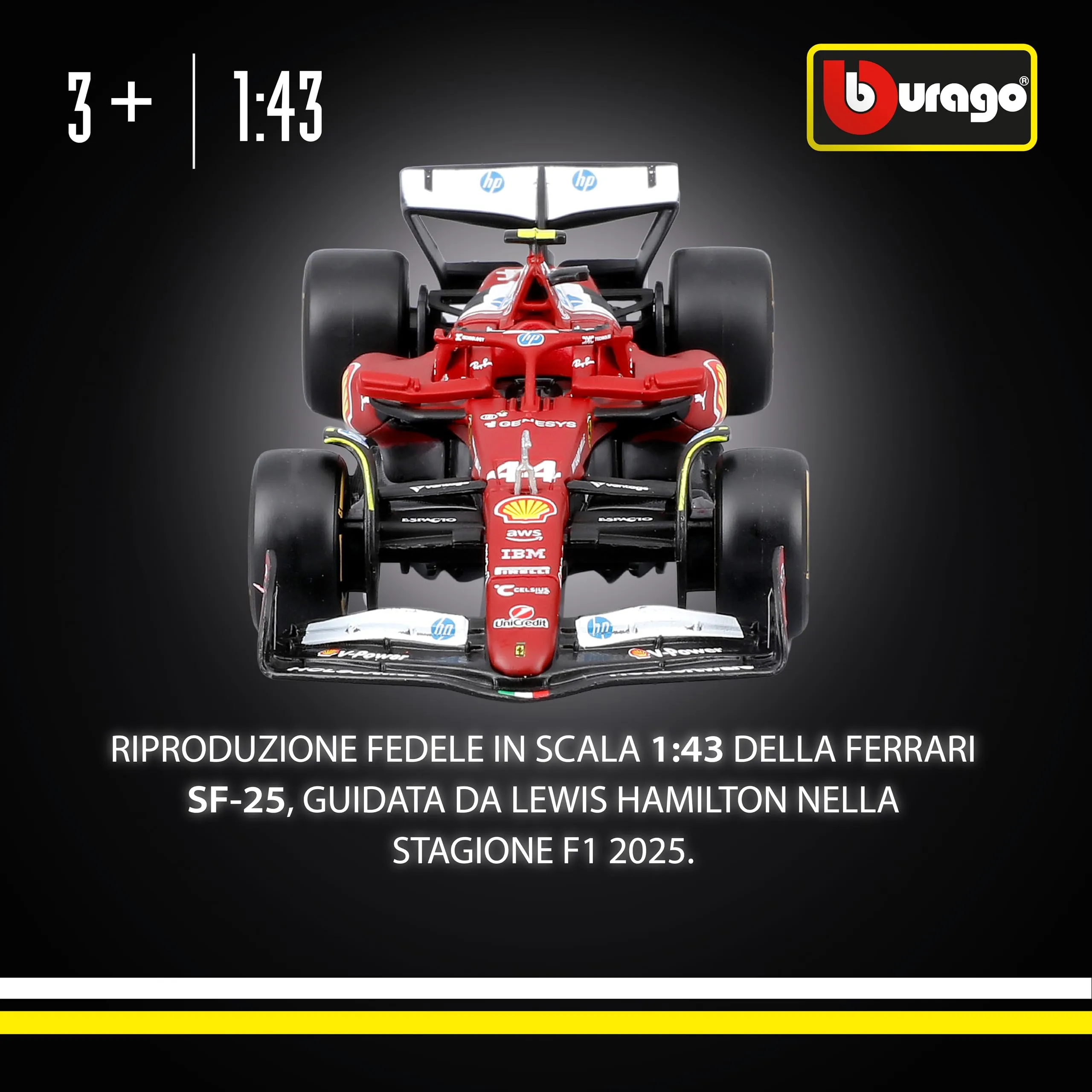 Burago Ferrari SF-25 Lewis Hamilton GP 2025 1/43 - immagine 2