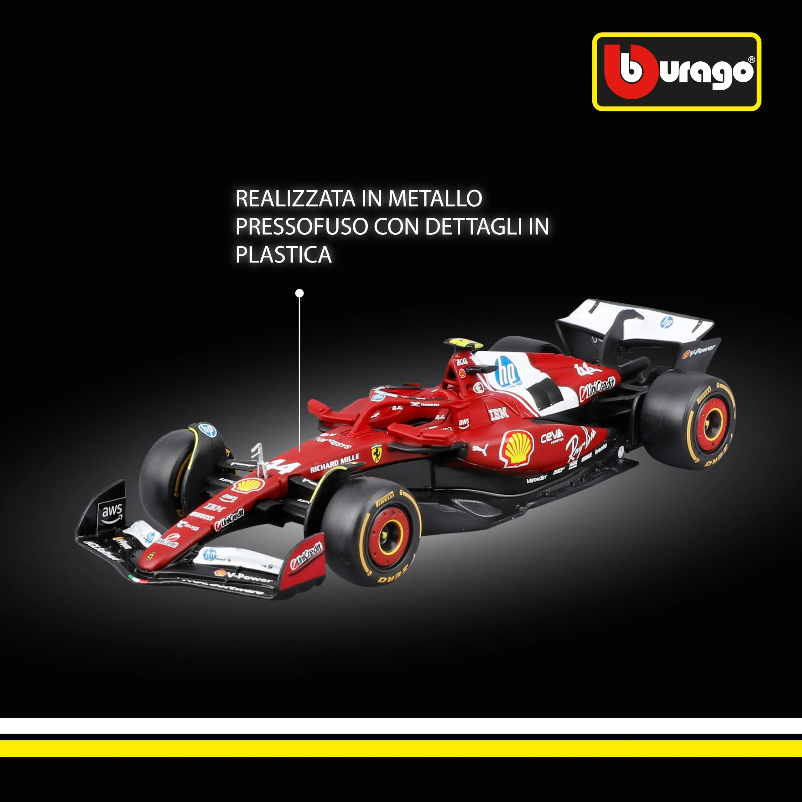 Burago Ferrari SF-25 Lewis Hamilton GP 2025 1/43 - immagine 4