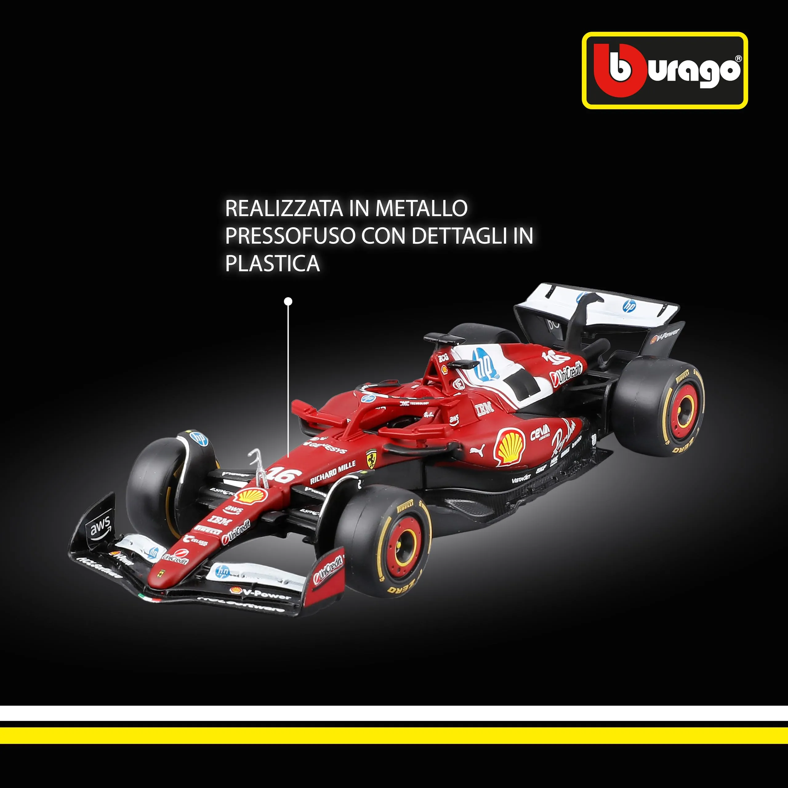 Bburago Ferrari SF-25 F1 2025 #16 Leclerc 1:43 Diecast Model - immagine 4