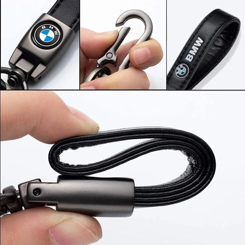 Sunnilly Portachiavi in Pelle per BMW Serie 1 3 5 6 7 X1 X3 X5 X6 X7 Z4, Nero - immagine 4