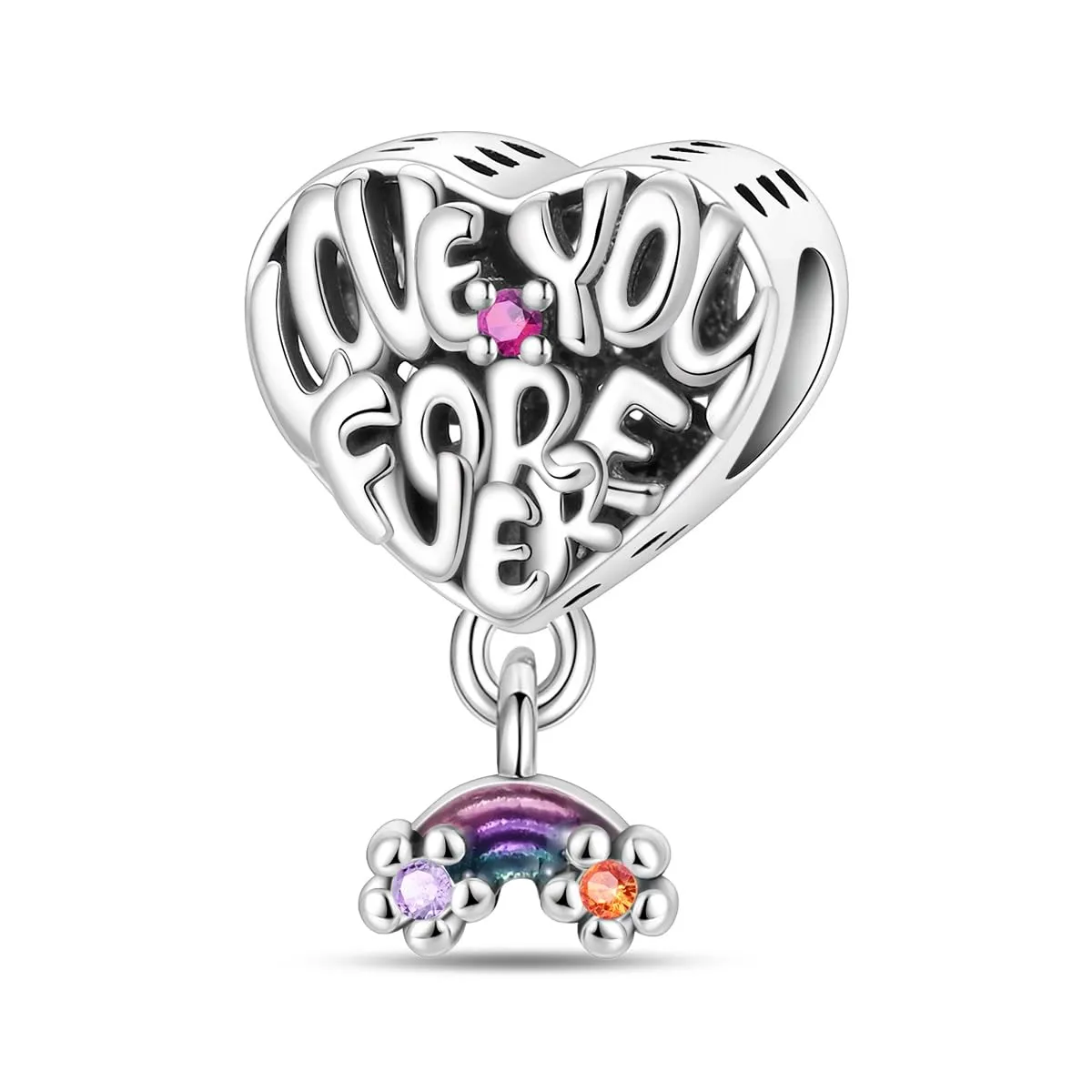 TINSLO Bead Charm in Argento Sterling 925 con Cubic Zirconia per Braccialetti e Collane Pandora e Europei - immagine 1
