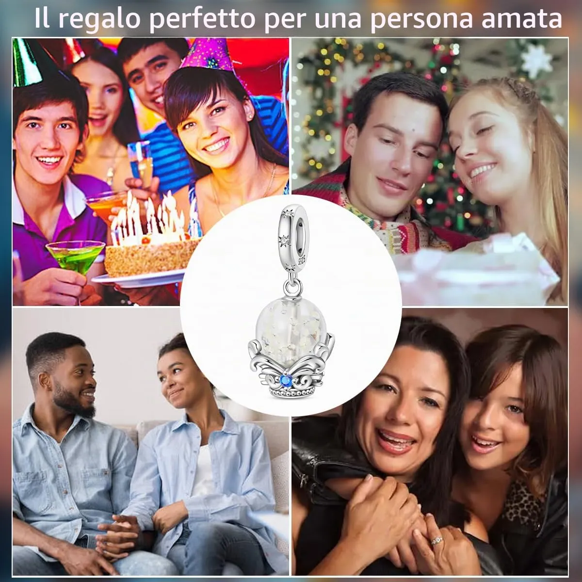 TINSLO Bead Charm in Argento Sterling 925 con Cubic Zirconia per Braccialetti e Collane europei - immagine 7