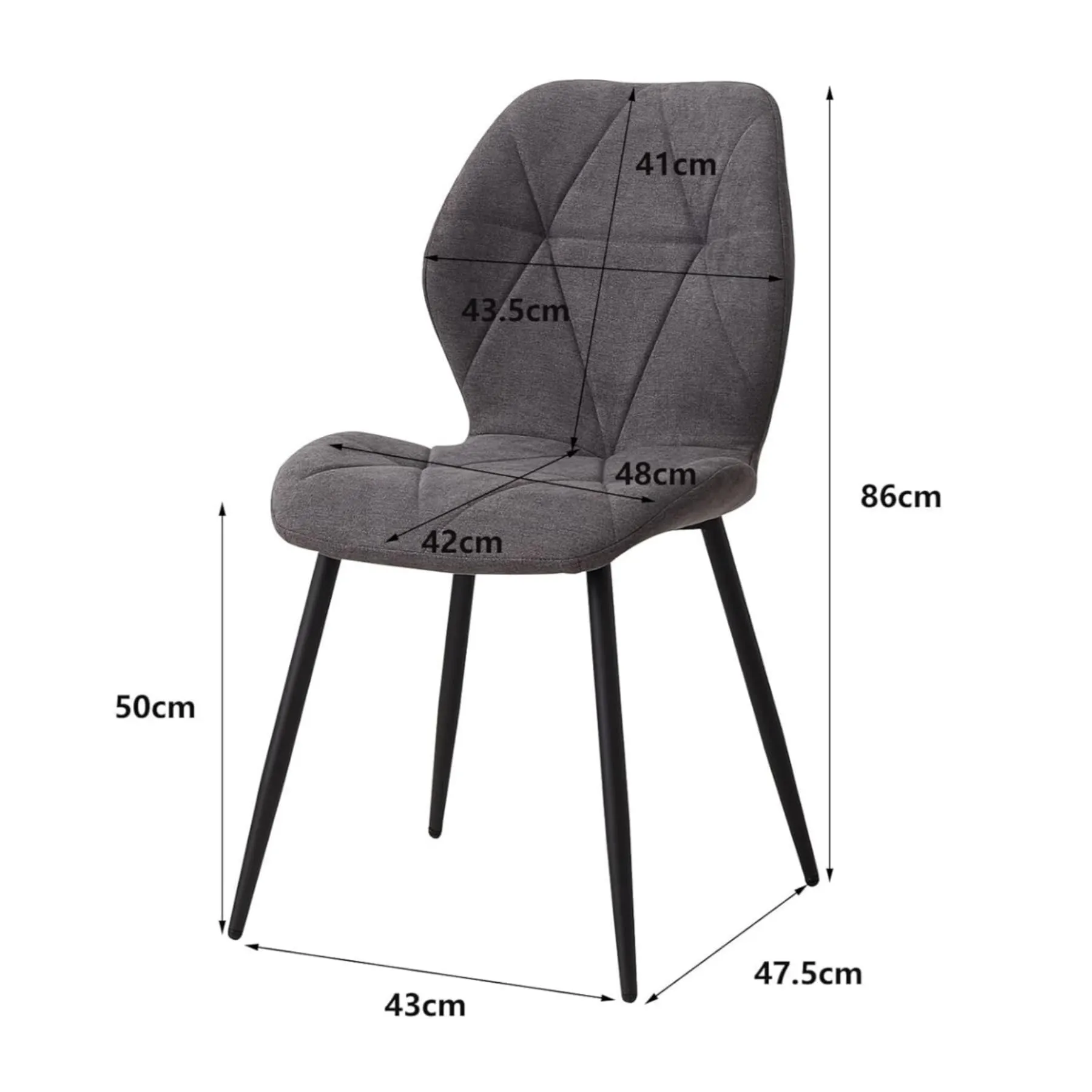 GrandCA HOME Set di 6 Sedie da Pranzo Imbottite, Sedie da Cucina Nordiche con Gambe in Metallo, Grigio Scuro-R - immagine 3