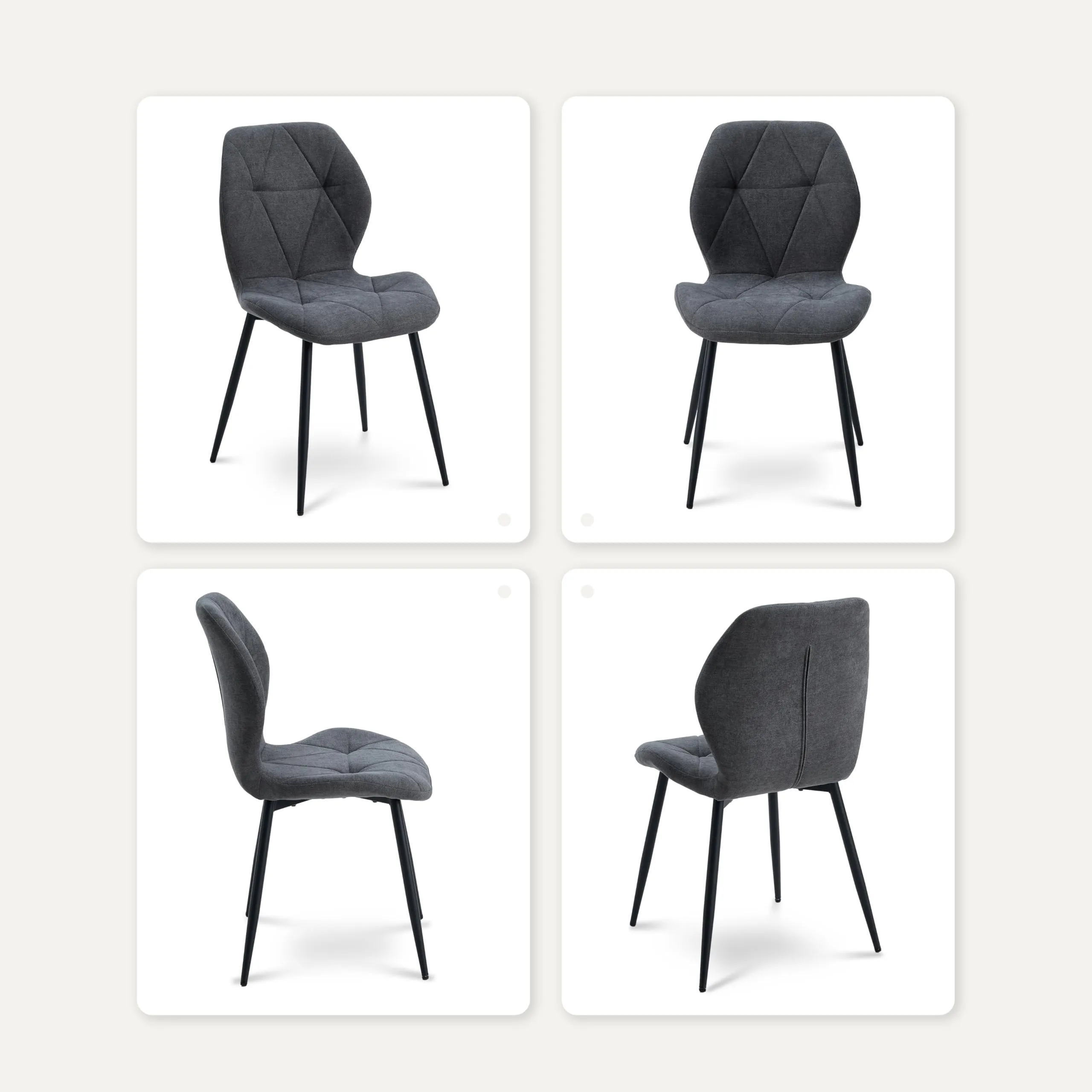 GrandCA HOME Set di 6 Sedie da Pranzo Imbottite, Sedie da Cucina Nordiche con Gambe in Metallo, Grigio Scuro-R - immagine 8