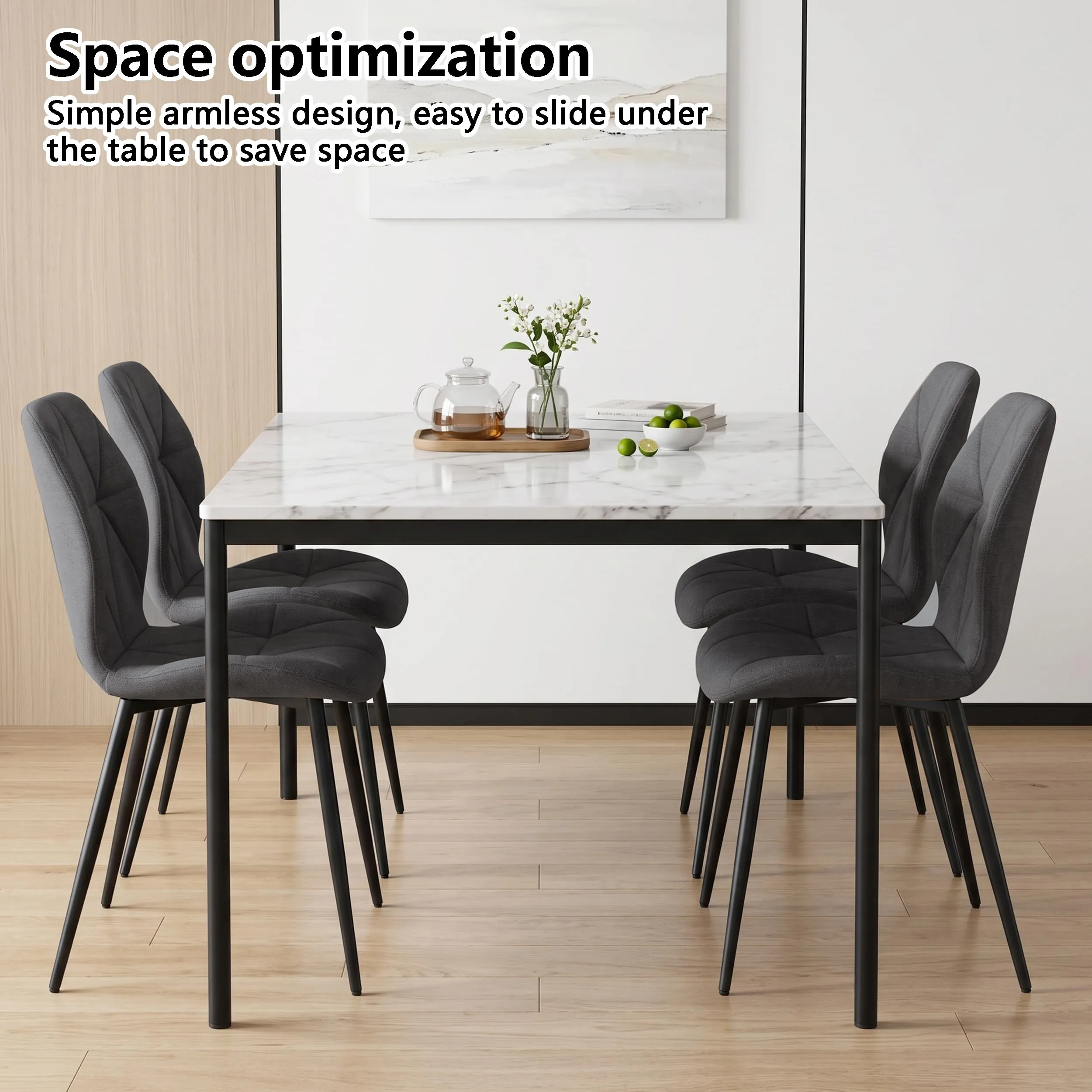GrandCA HOME Set di 6 Sedie da Pranzo Imbottite, Sedie da Cucina Nordiche con Gambe in Metallo, Grigio Scuro-R - immagine 9