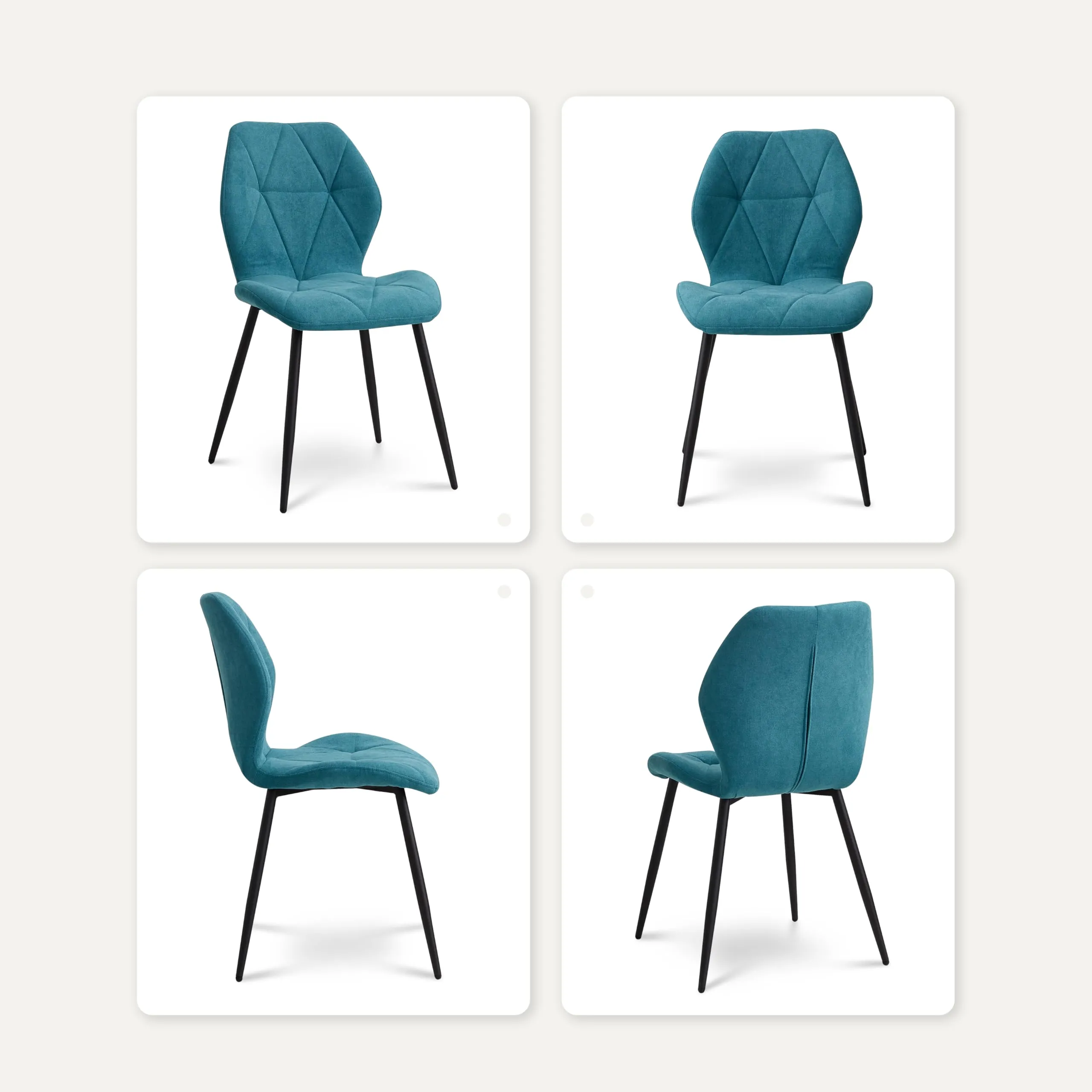 GrandCA HOME Set di 6 Sedie da Pranzo Imbottite in Tessuto a Rombi con Gambe in Metallo, Lago Blu-R - immagine 6