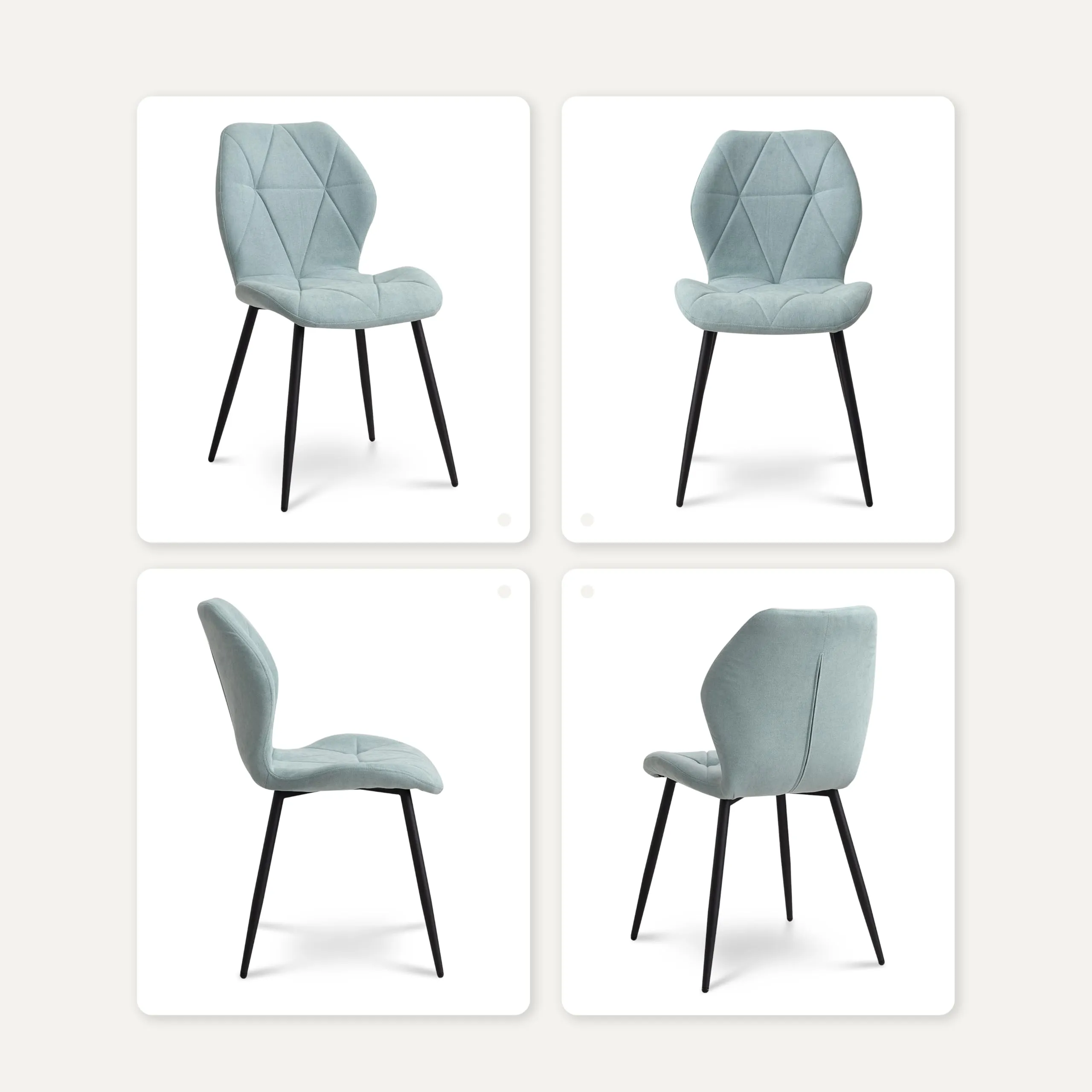GrandCA HOME Set di 6 Sedie da Pranzo Imbottite in Tessuto a Rombi, Gambe in Metallo, Menta Verde-R - immagine 9
