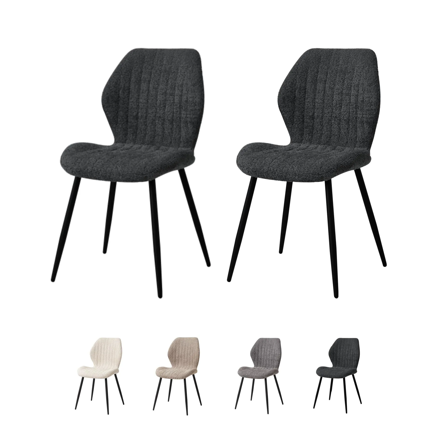 GrandCA HOME Set di 2 Sedie da Pranzo Imbottite, Nero - immagine 1