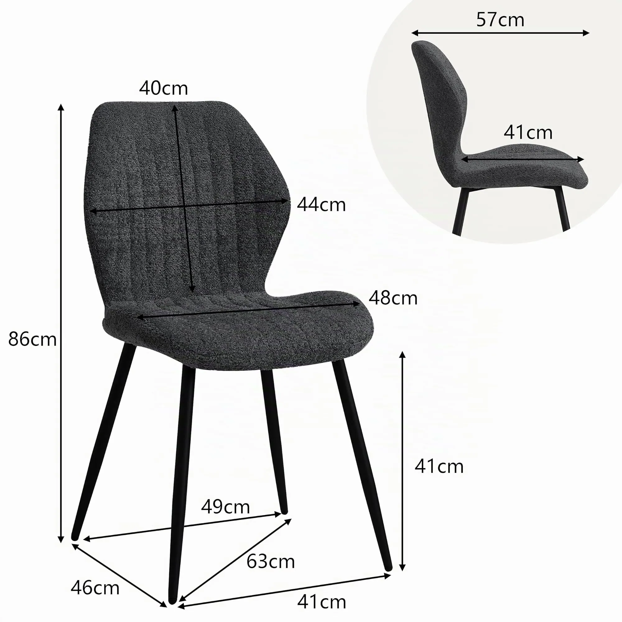 GrandCA HOME Set di 2 Sedie da Pranzo Imbottite, Nero - immagine 3