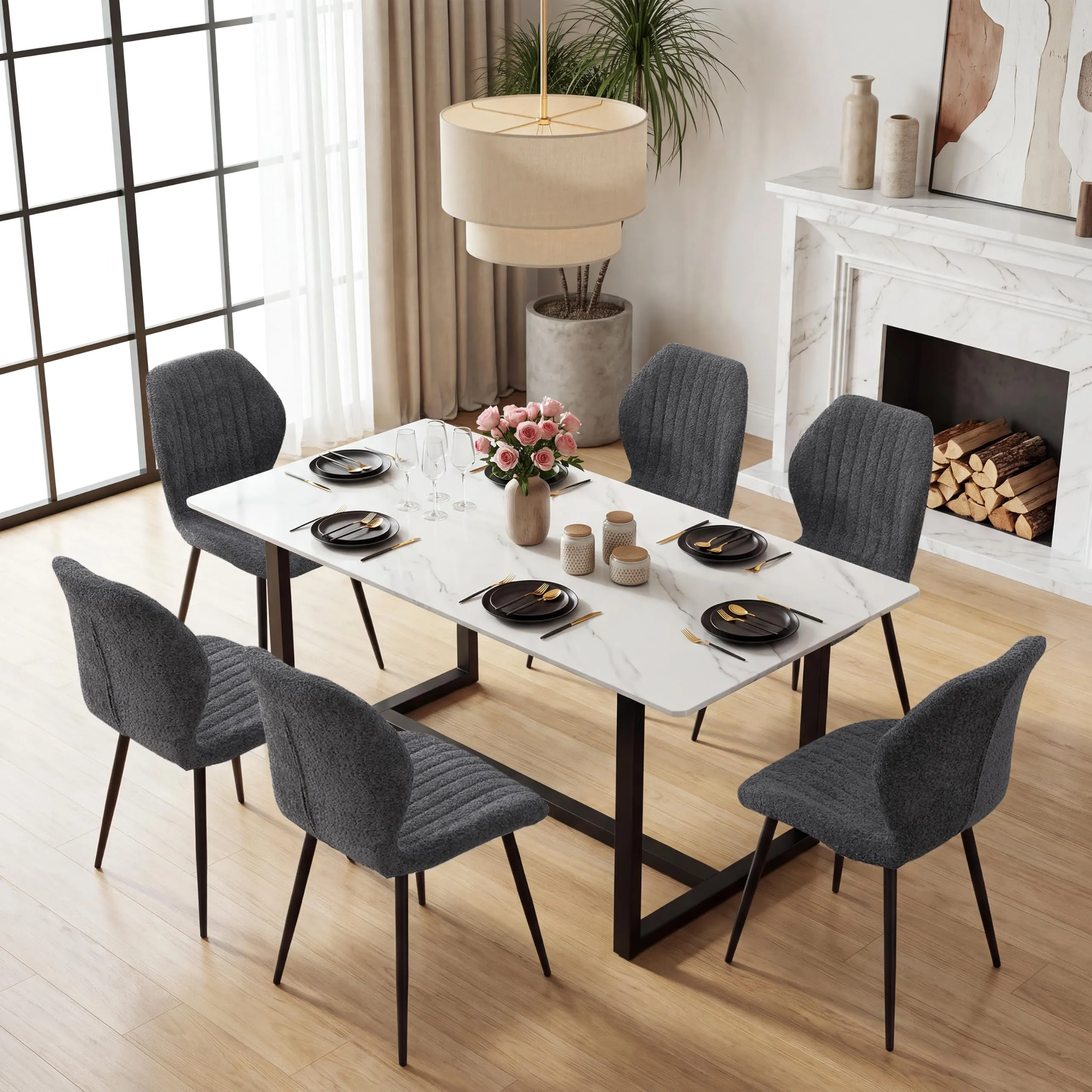 GrandCA HOME Set di 2 Sedie da Pranzo Imbottite, Nero - immagine 4