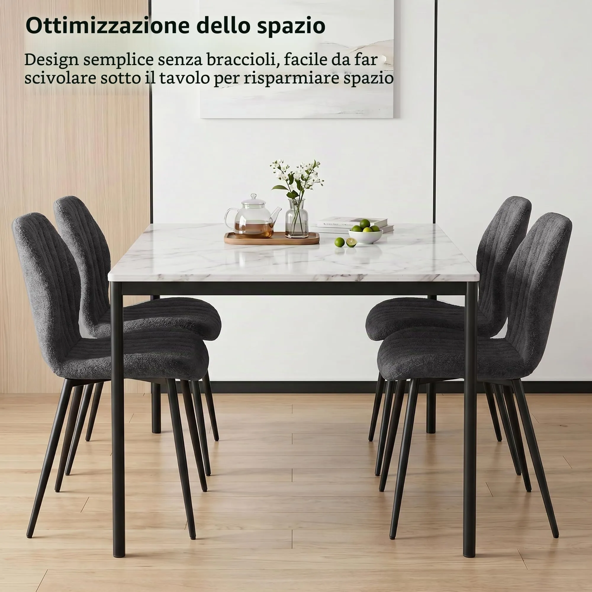 GrandCA HOME Set di 2 Sedie da Pranzo Imbottite, Nero - immagine 8