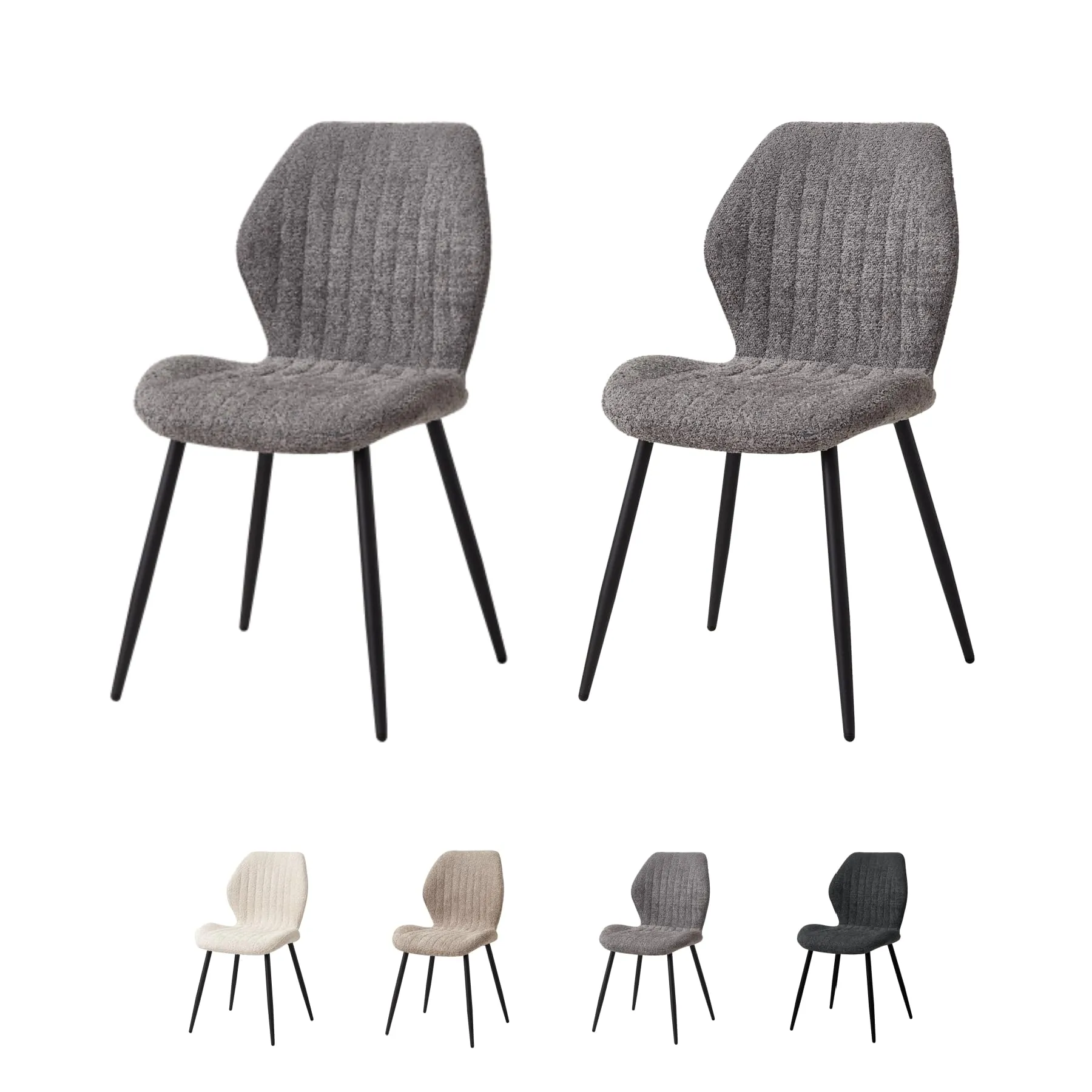 GrandCA HOME Set di 2 Sedie da Pranzo Imbottite con Gambe in Metallo, Grigio - immagine 1