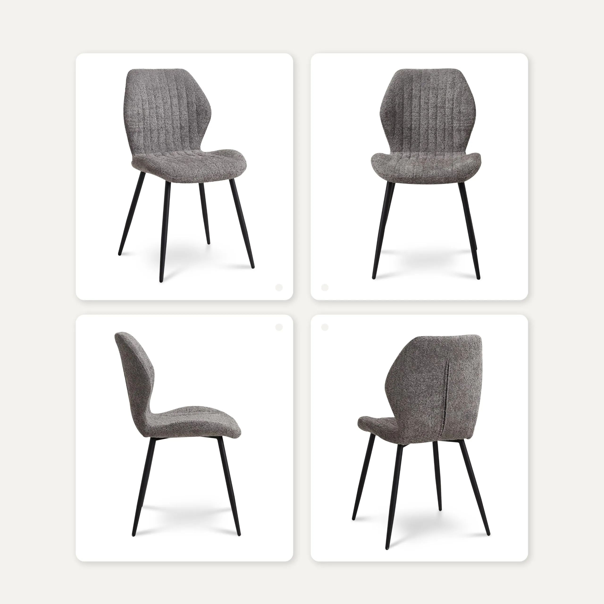 GrandCA HOME Set di 2 Sedie da Pranzo Imbottite con Gambe in Metallo, Grigio - immagine 6