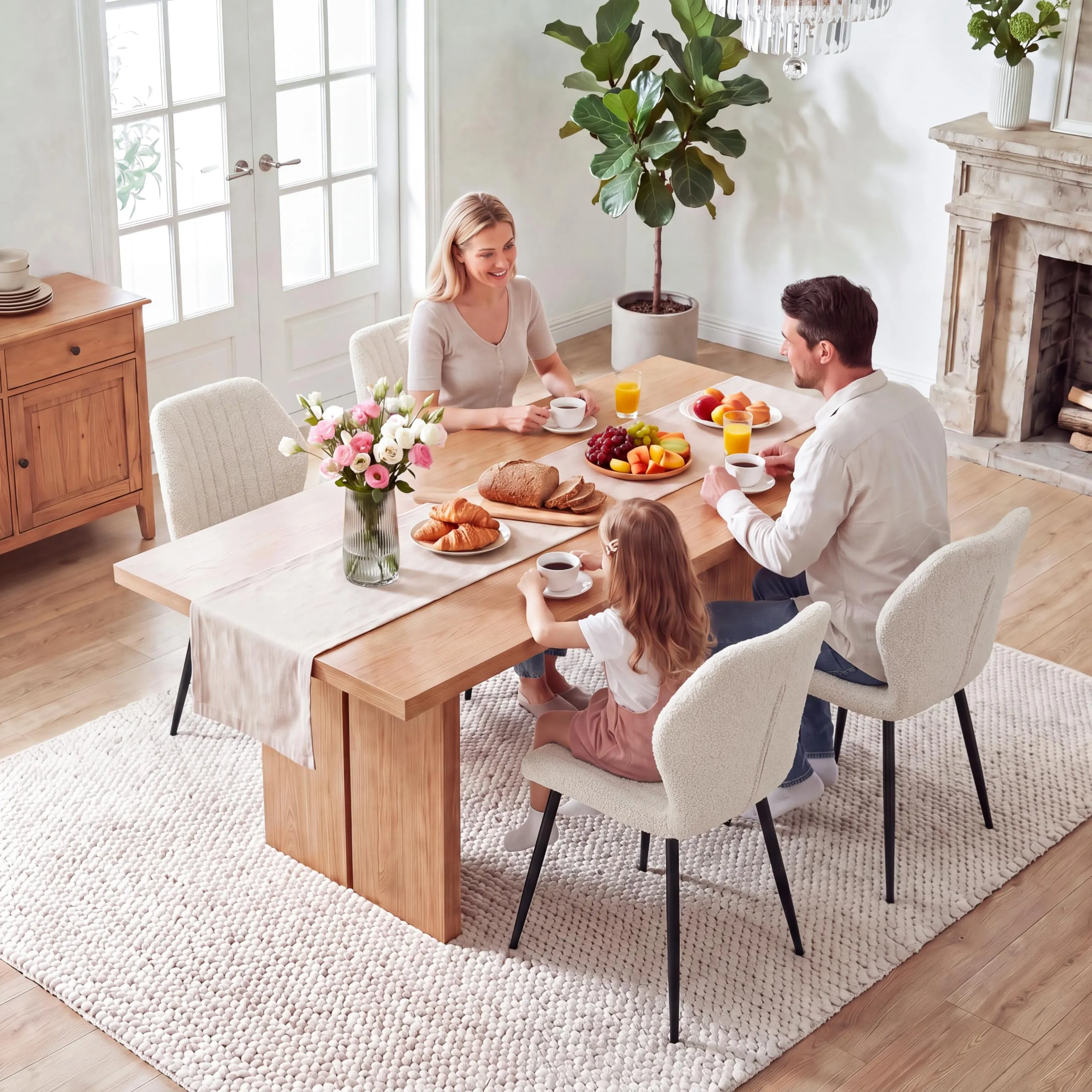 GrandCA HOME Set di 2 Sedie da Pranzo Imbottite, Beige - immagine 2