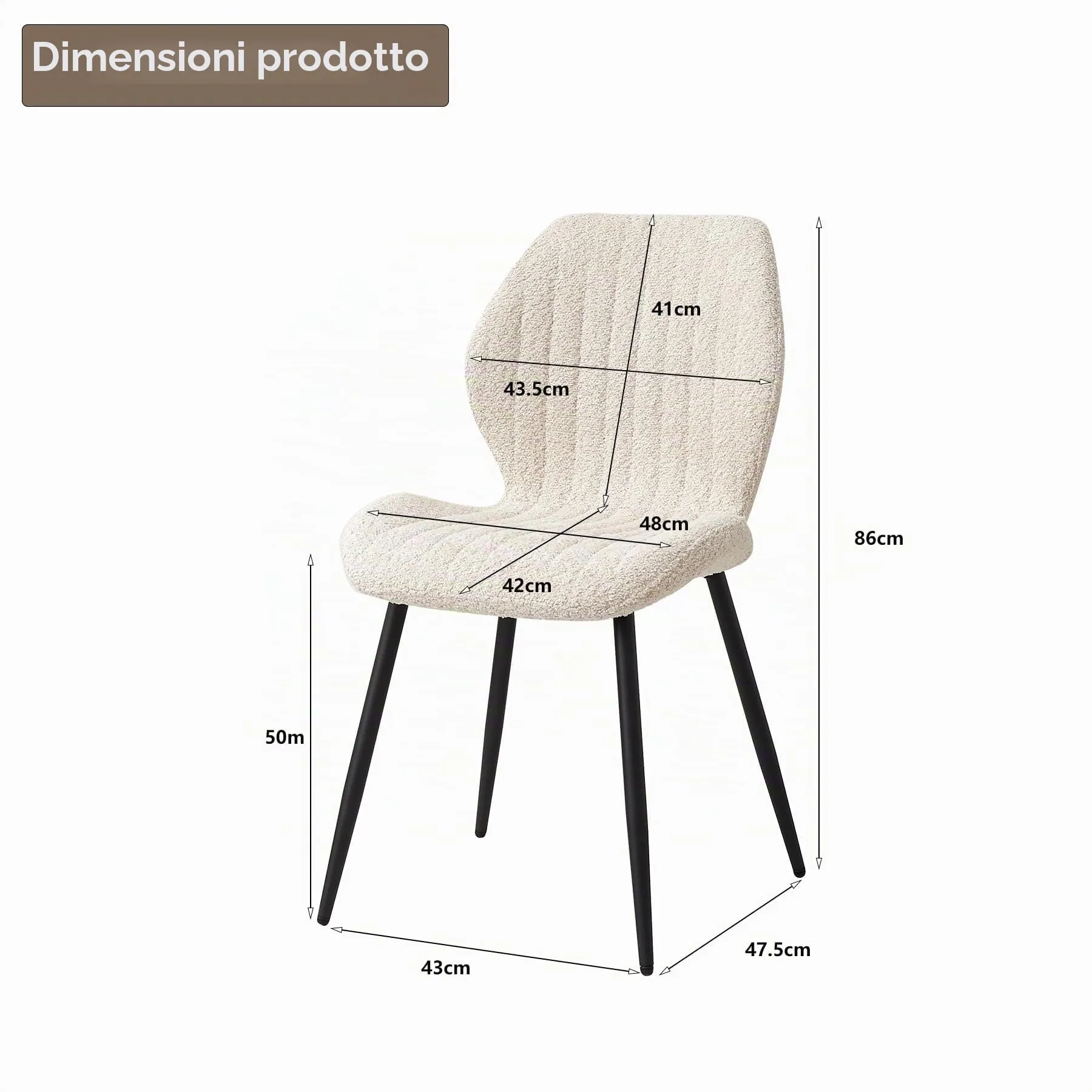 GrandCA HOME Set di 2 Sedie da Pranzo Imbottite, Beige - immagine 3