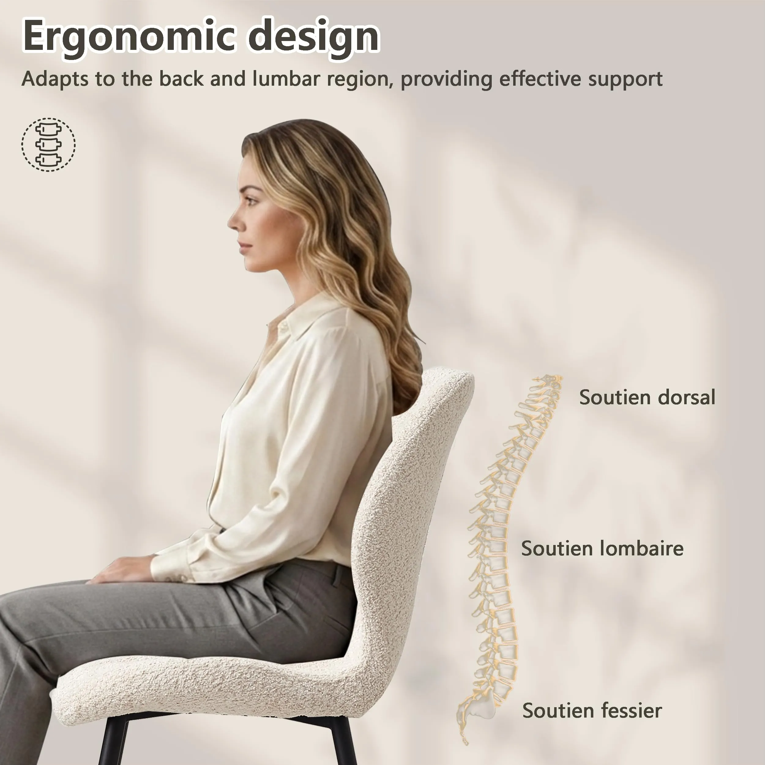 GrandCA HOME Set di 2 Sedie da Pranzo Imbottite, Beige - immagine 7