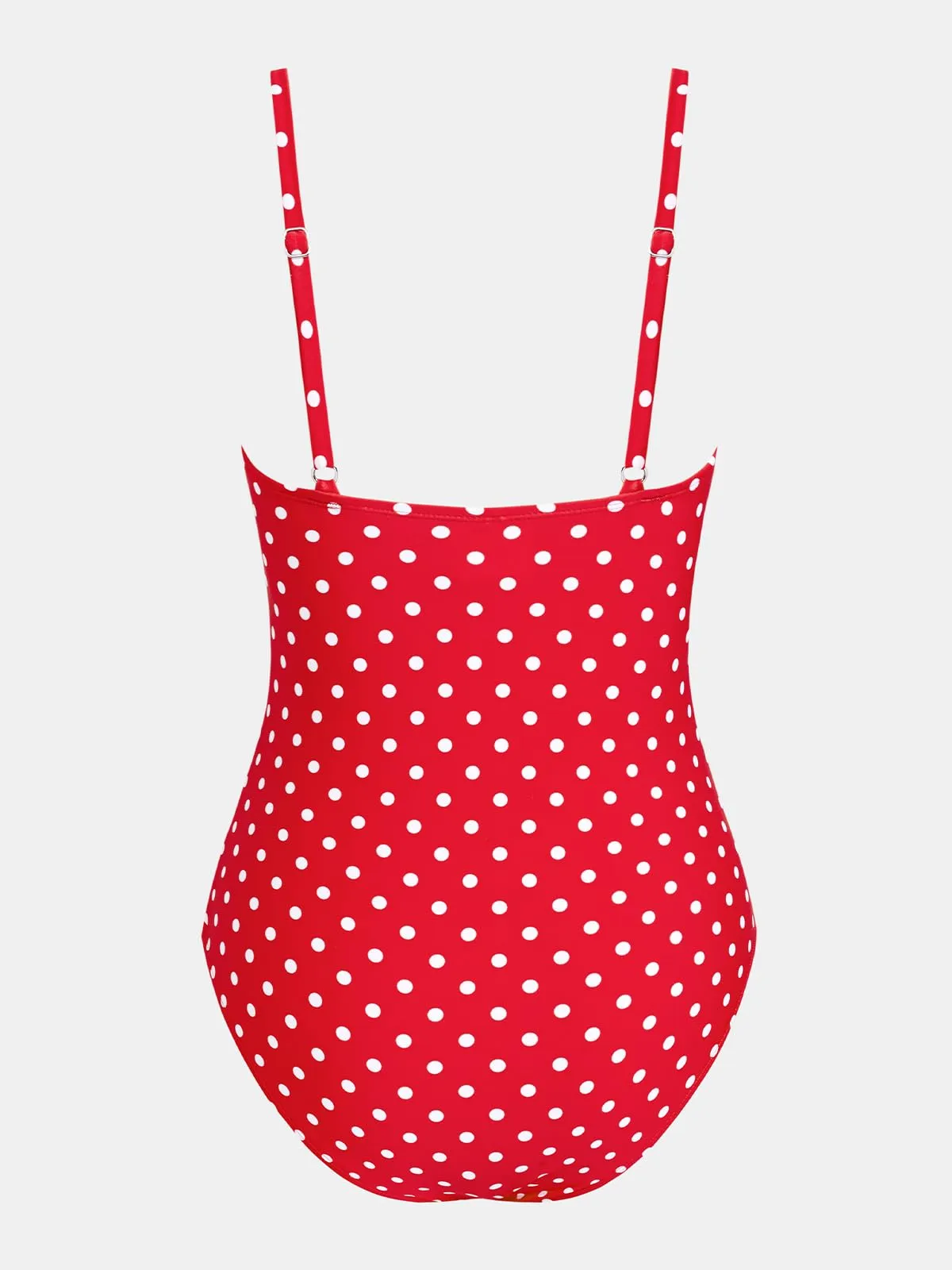 CUPSHE Costume da Bagno Intero Donna Scollo a V Controllo Pancia, Pois Rosso/Bianco, XL - immagine 7