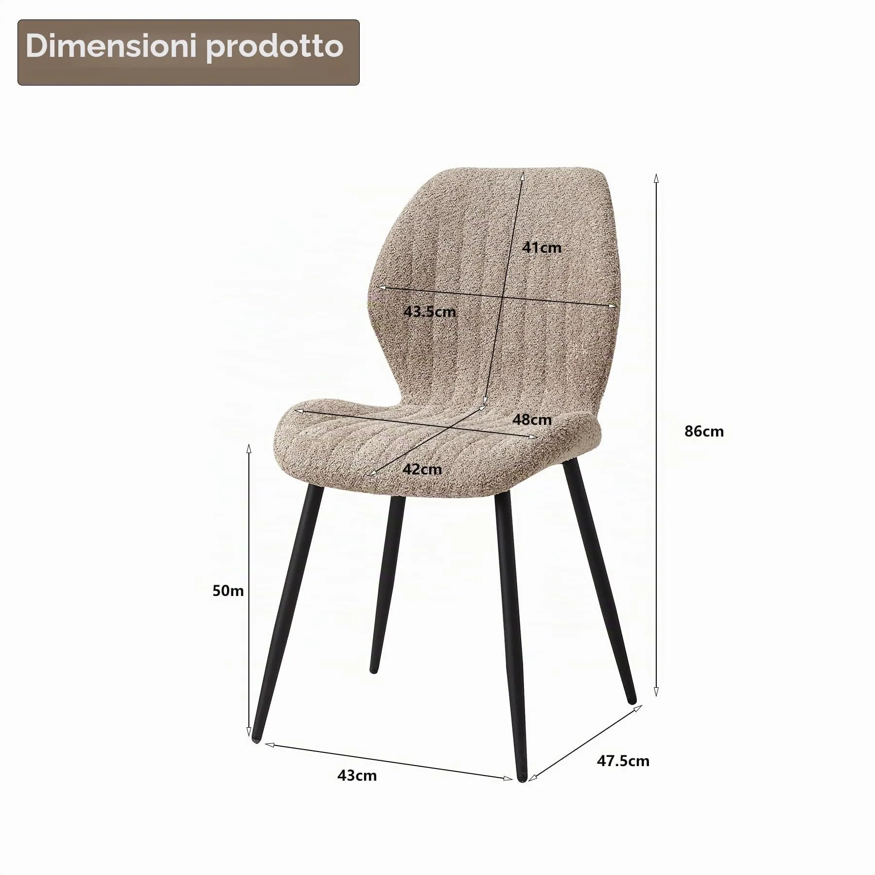 GrandCA HOME Set di 2 Sedie da Pranzo Imbottite, Marrone - immagine 6