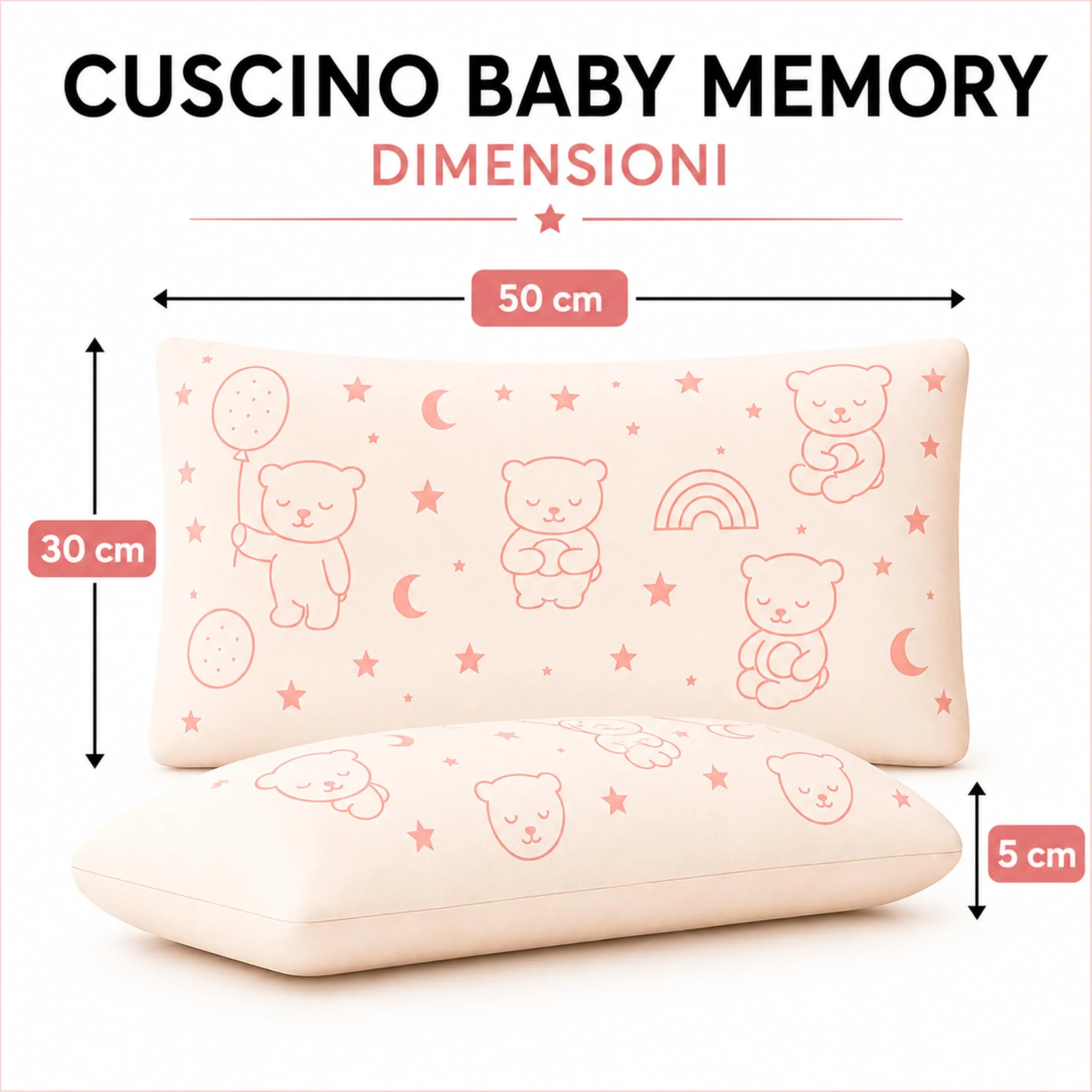 The Double Twenty Cuscino Baby Memory Antisoffoco Tecnica Millefori 50x30 cm - Rosa - immagine 2