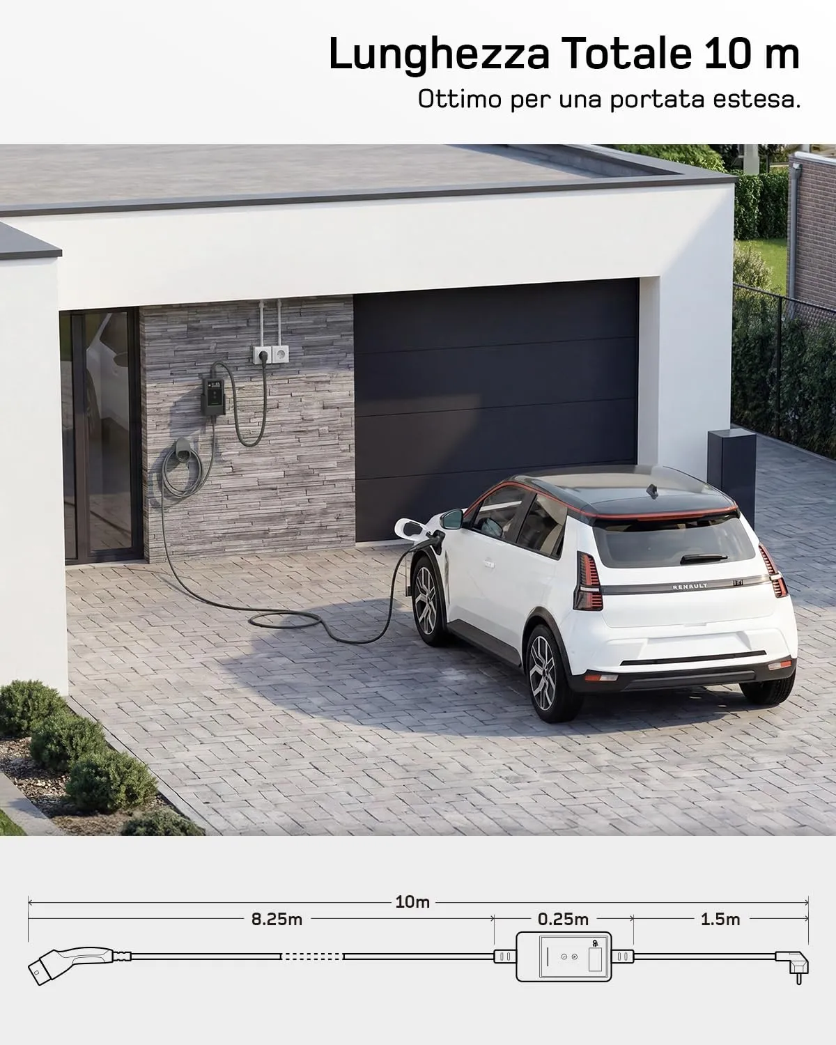 dé Carichino Colonnina di Ricarica Auto Elettrica App 3,7kW 10m 6-16A Schuko - immagine 6