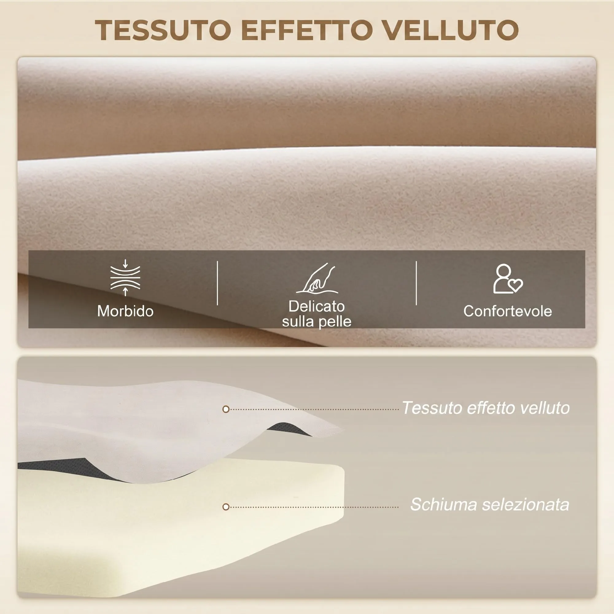 HOMCOM Divano Letto 2 Posti Schienale Regolabile 5 Livelli Beige - immagine 5