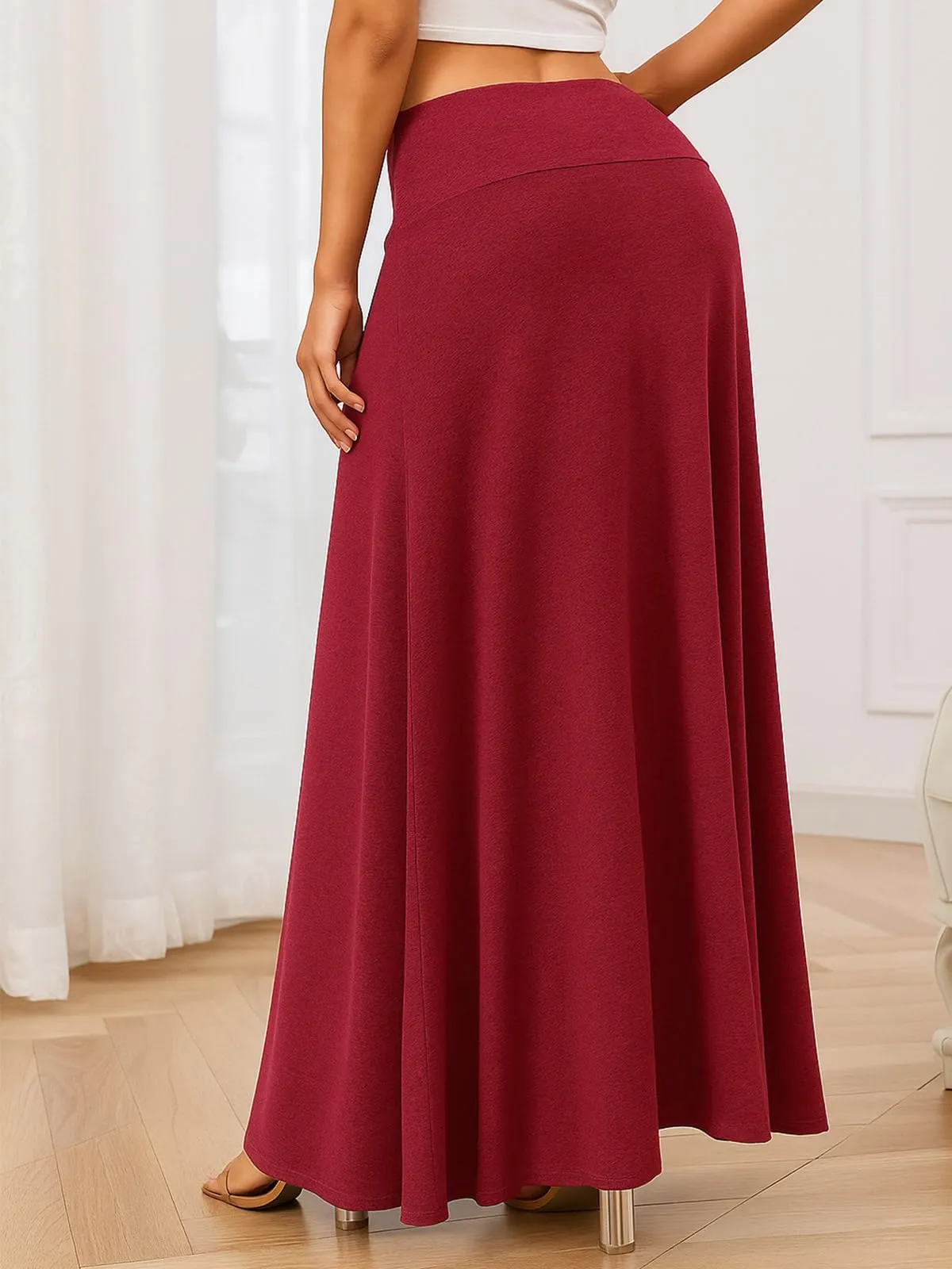 Adigaber Gonna Lunga da Donna Elasticizzata Vita Alta Maxi Yoga Rosa XXL - immagine 3