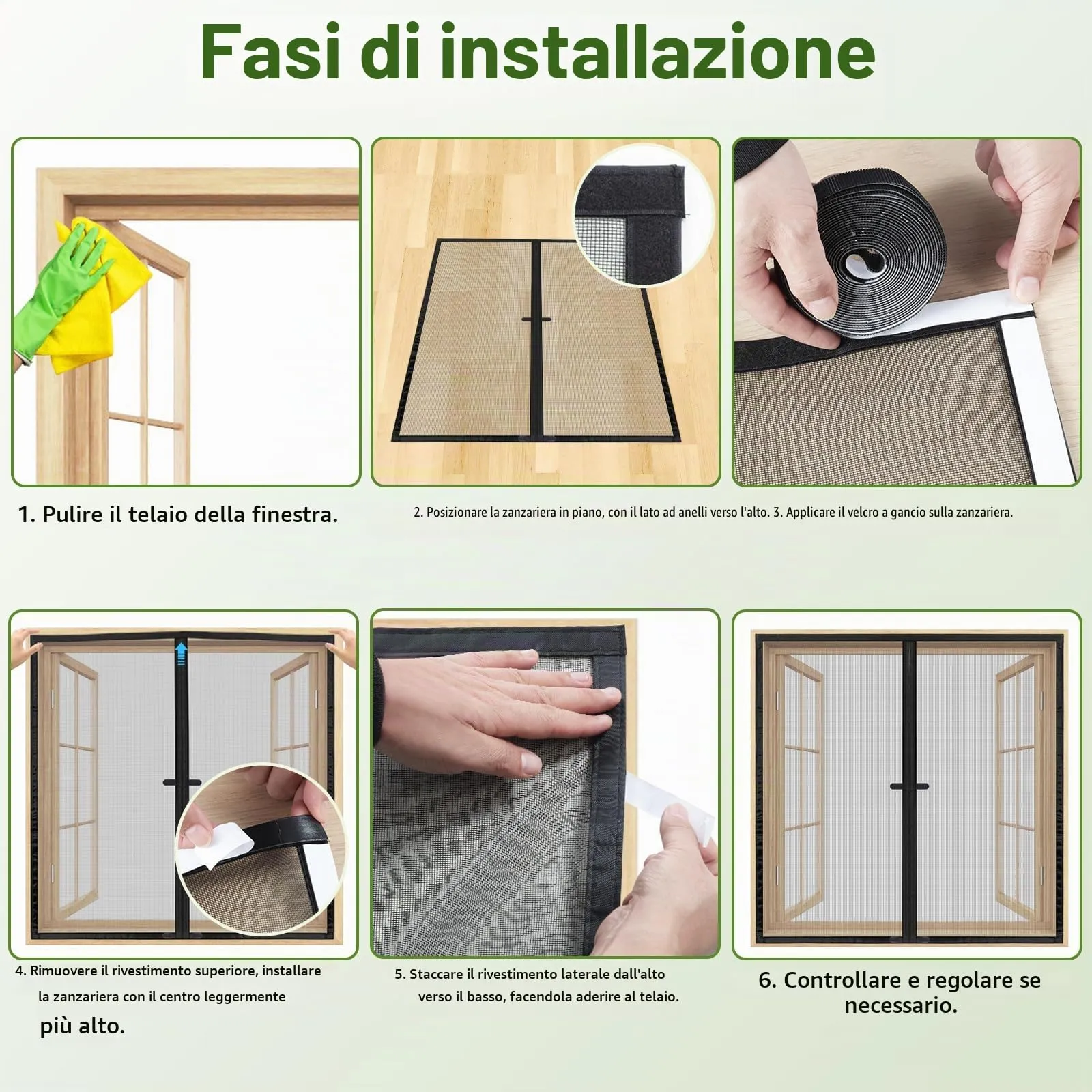 ESMAYULO Zanzariera Magnetica per Finestra in Fibra di Vetro, 100x150 cm, Nero - immagine 6