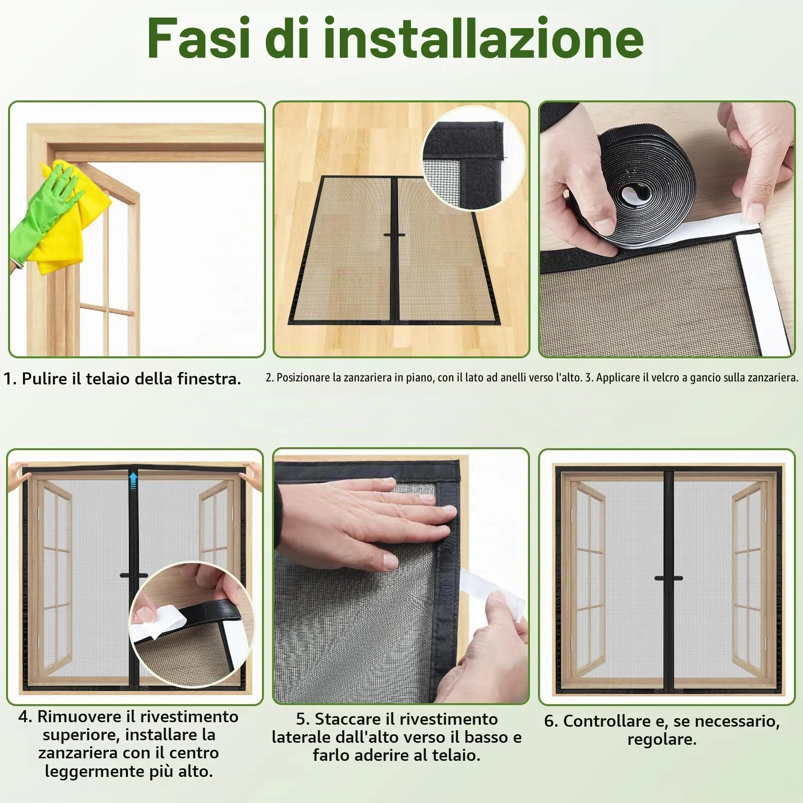 ESMAYULO Zanzariera Magnetica per Finestra 140x150 cm, Rete in Fibra di Vetro, Nero - immagine 6