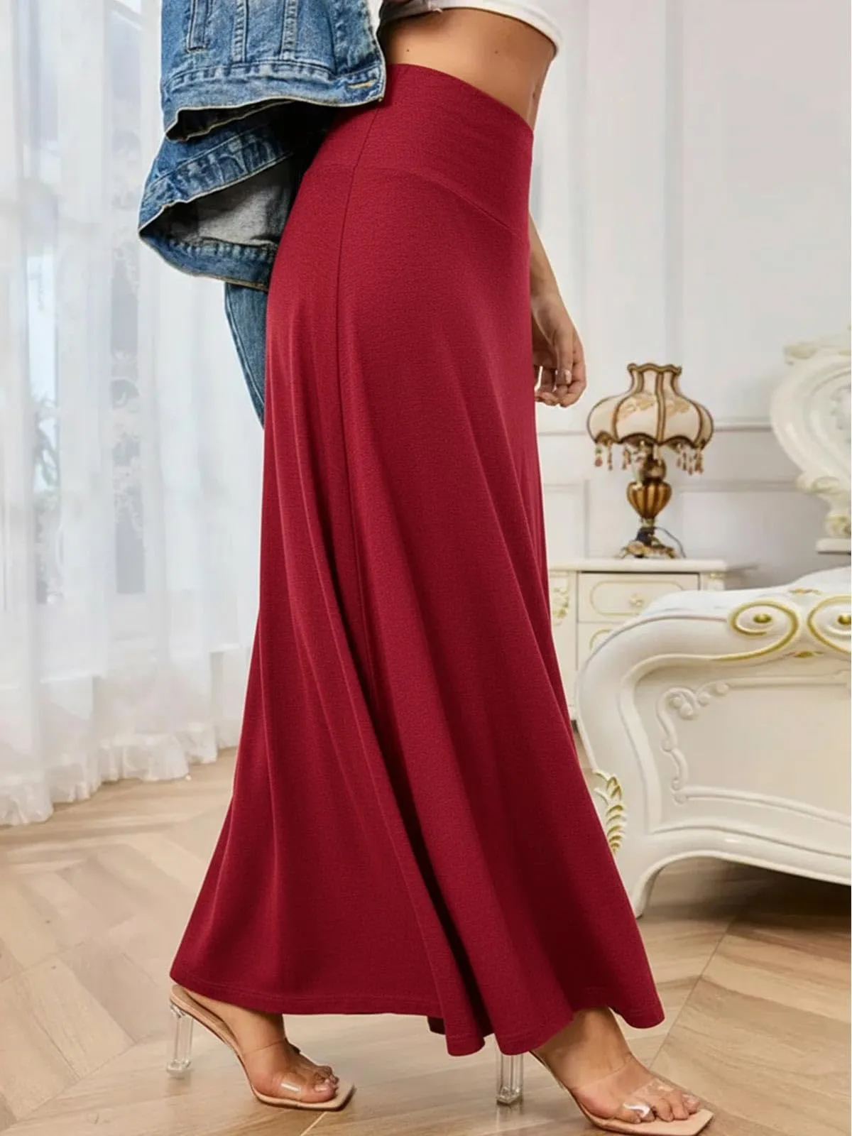 Adigaber Gonna Lunga da Donna Elasticizzata Vita Alta Maxi Yoga - immagine 2