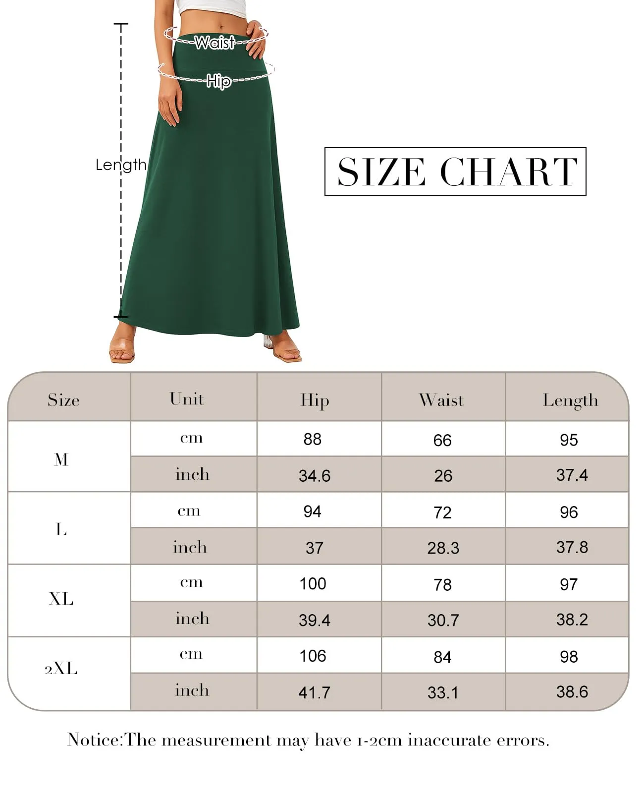 Adigaber Gonna Lunga da Donna Elasticizzata Vita Alta Maxi Yoga - Verde, XL - immagine 7