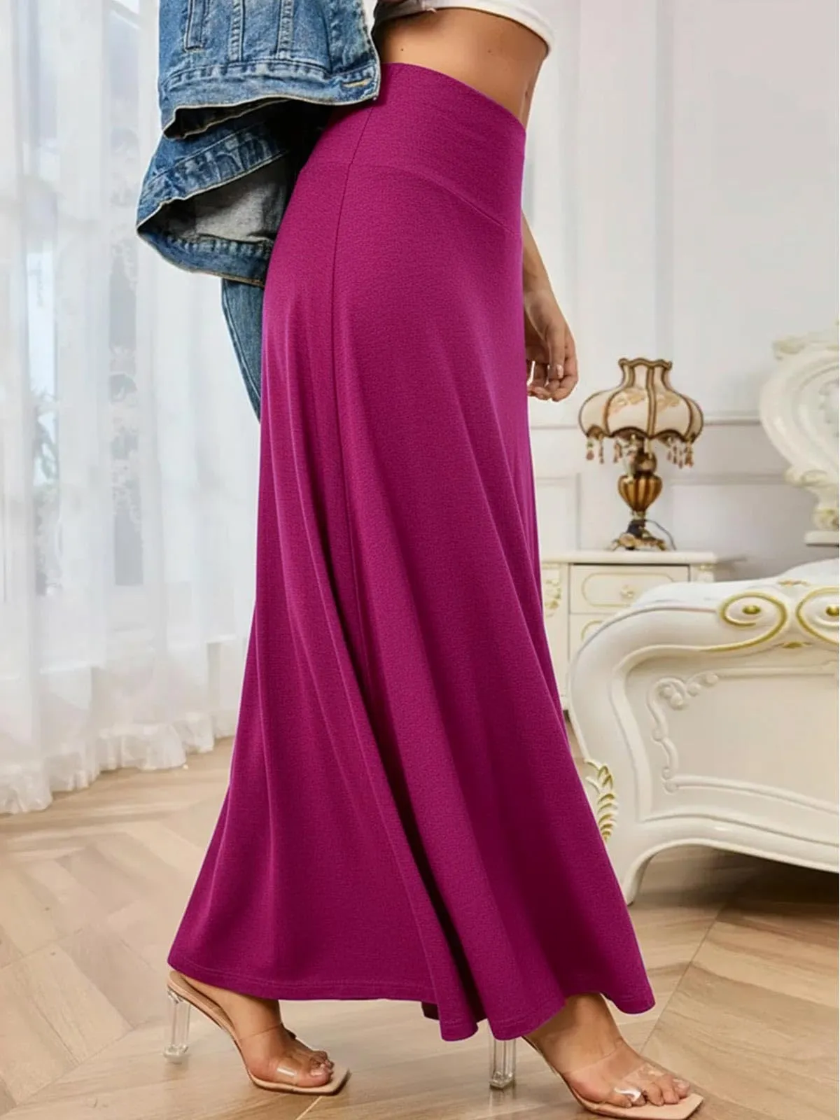 Adigaber Gonna Lunga da Donna Elasticizzata Vita Alta Maxi Yoga - immagine 2
