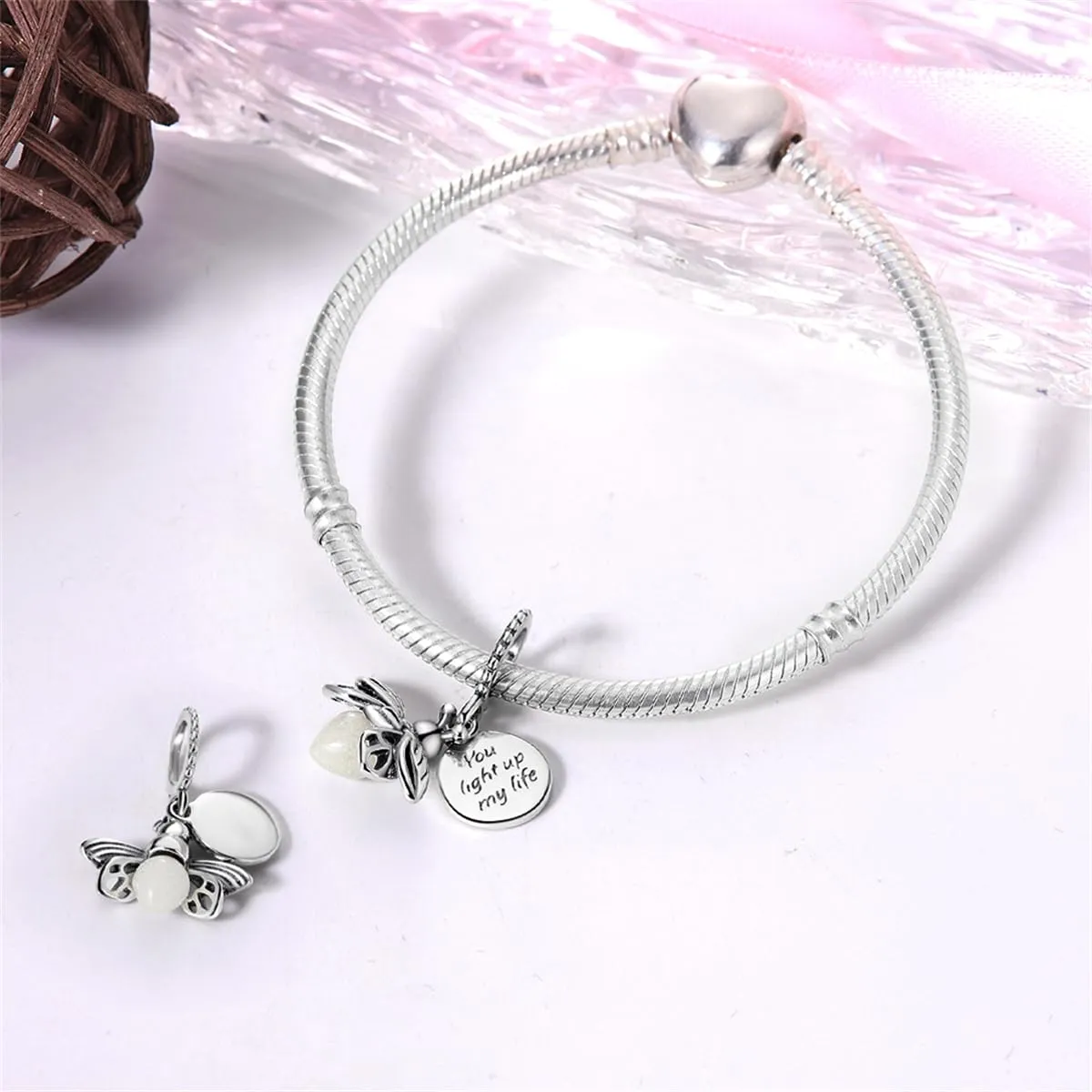 KUNSIR Bead Charm Ciondolo Argento Sterling 925 con Cubic Zirconia per Braccialetti e Collane Europei - immagine 3
