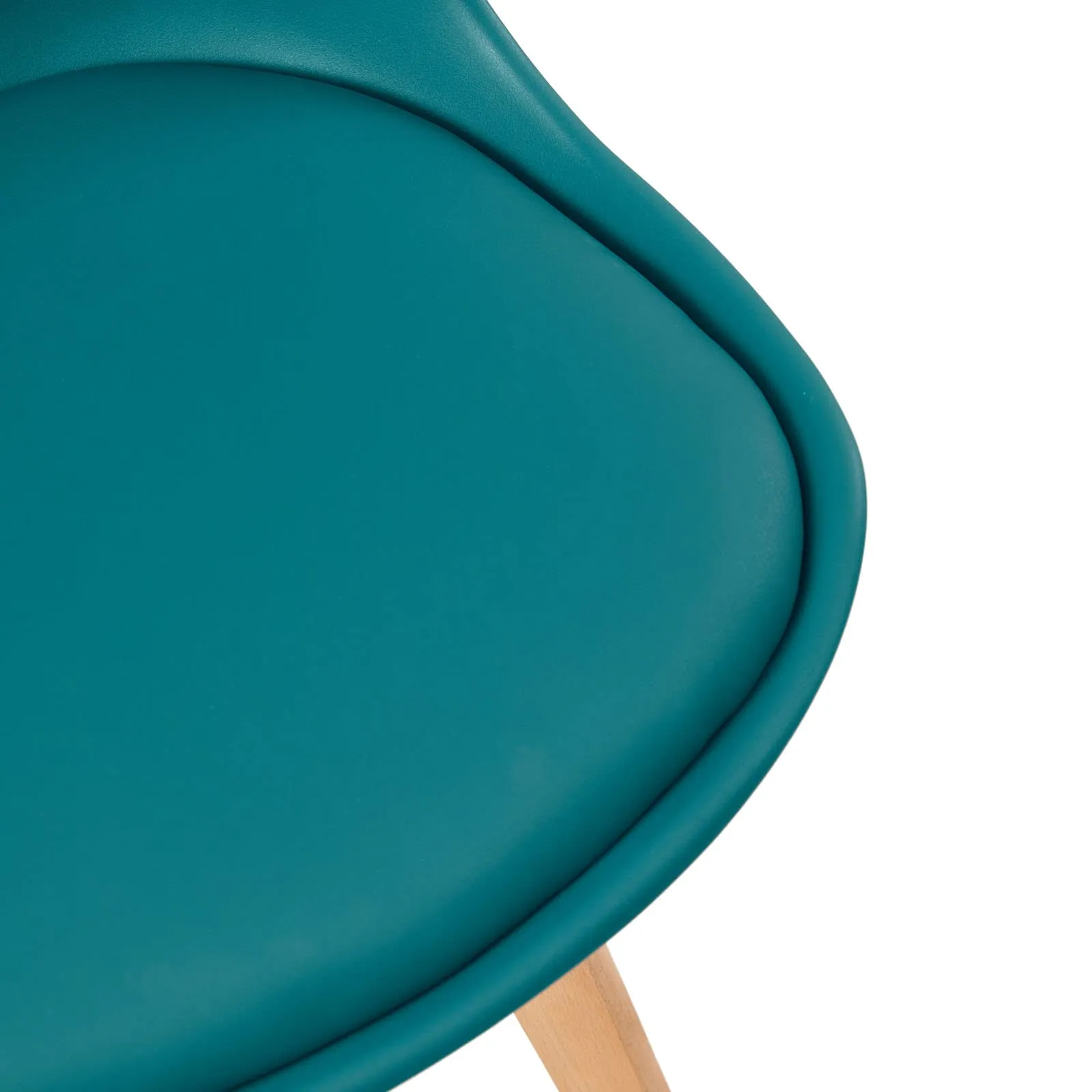EGGREE Set di 4 Sedie da Sala da Pranzo, Gambe in Faggio Massiccio, Schienale in Plastica e Cuscino in PU, Rosa Fumé, Turchese, Verde Menta, Grigio Viola - immagine 6