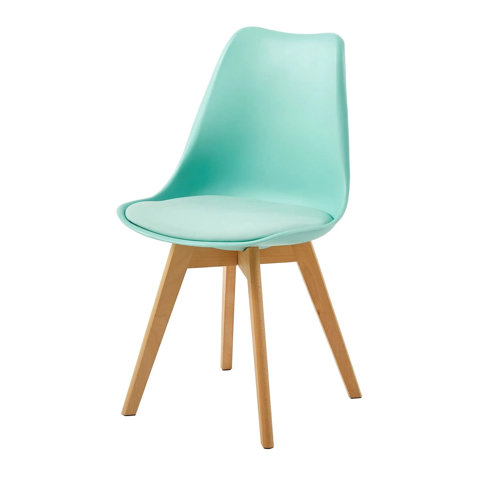EGGREE Set di 4 Sedie da Sala da Pranzo, Gambe in Faggio Massiccio, Schienale in Plastica e Cuscino in PU, Rosa Fumé, Turchese, Verde Menta, Grigio Viola - immagine 7