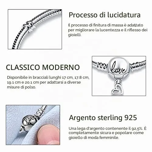 KUNSIR Moments Bracciale Donna in Argento Sterling 925 Snake, Compatibile con Pandora, 18cm - immagine 4