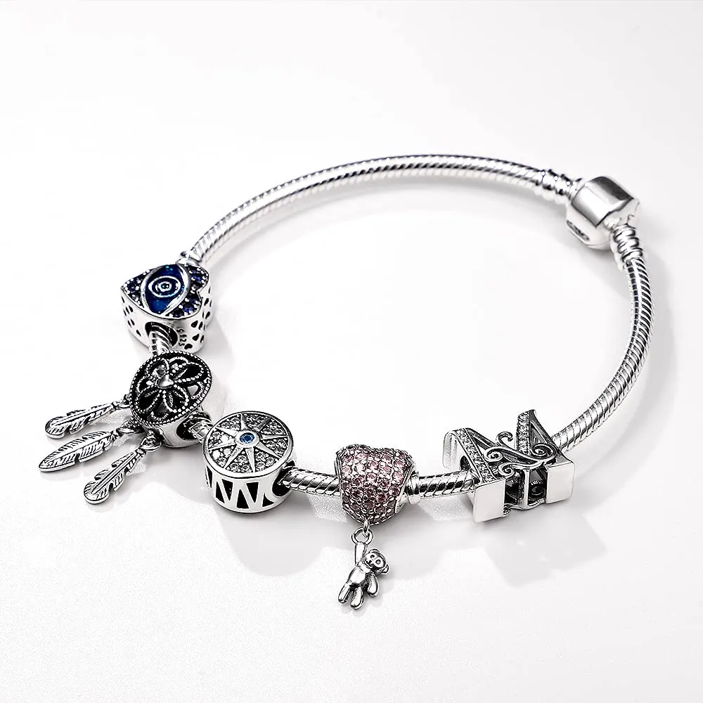 KUNSIR Moments Bracciale Donna in Argento Sterling 925 Snake Compatibile con Pandora 19cm - immagine 7