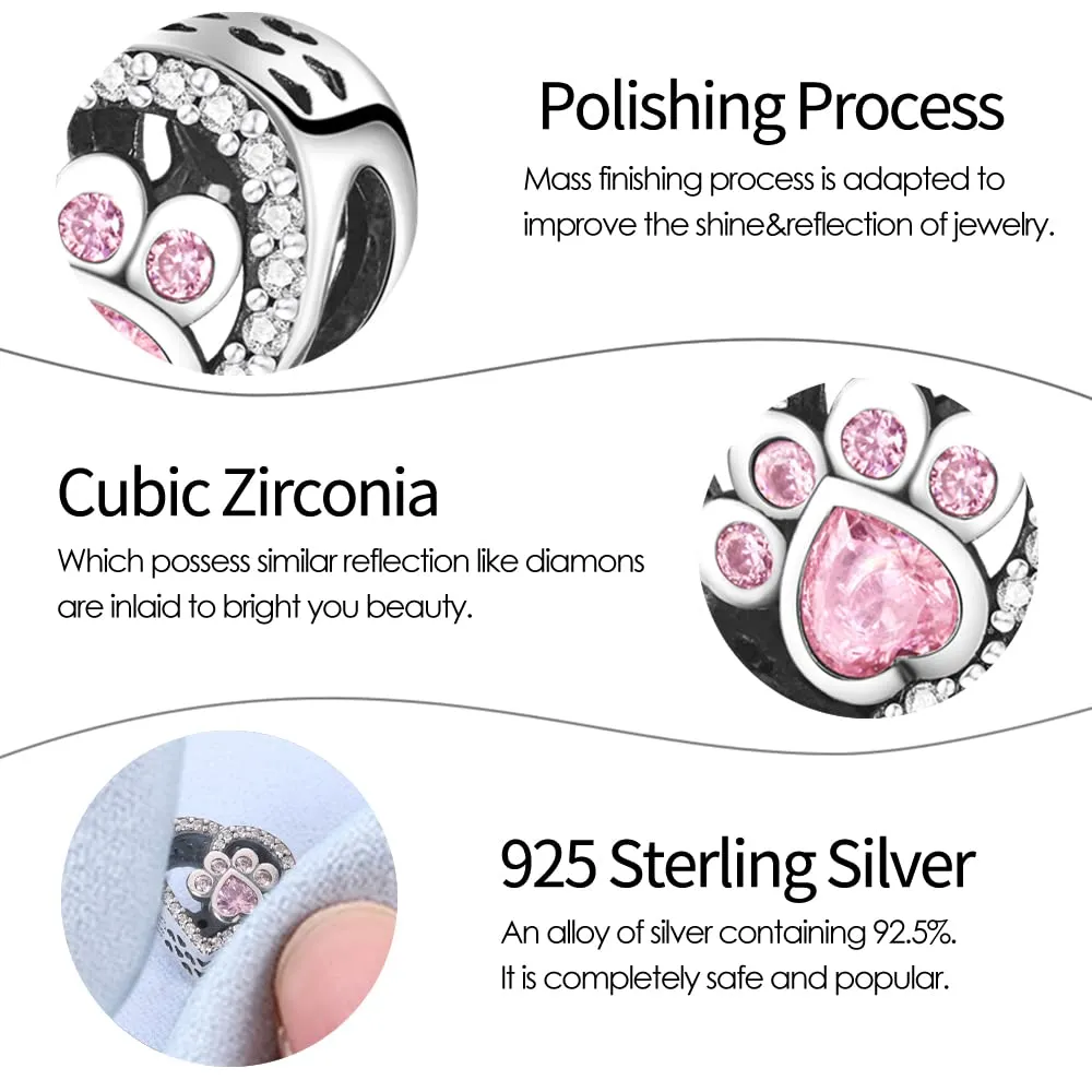 KUNSIR Bead Charm in Argento Sterling 925 con Cubic Zirconia per Braccialetti e Collane Europei - immagine 5