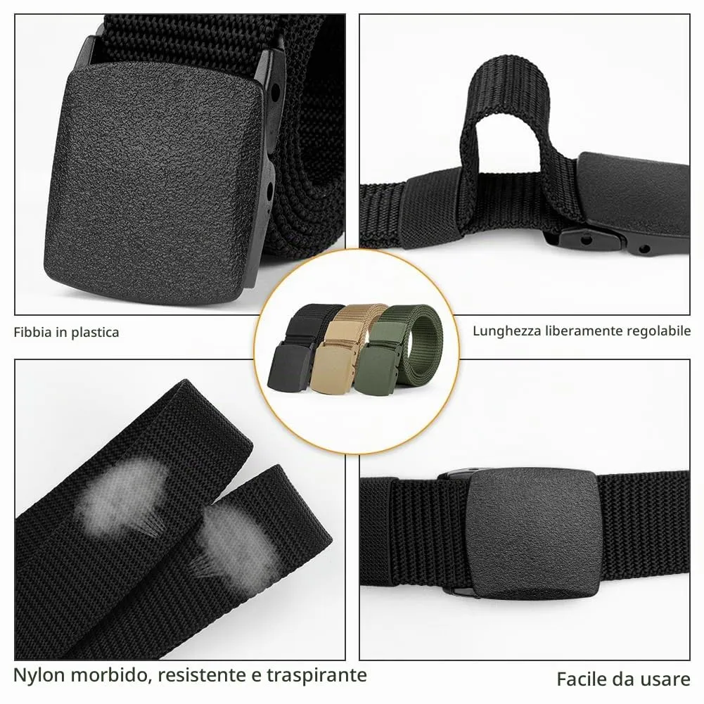 Aomig Cintura Tattica in Nylon con Fibbia in Plastica, Regolabile, 130 cm - immagine 4