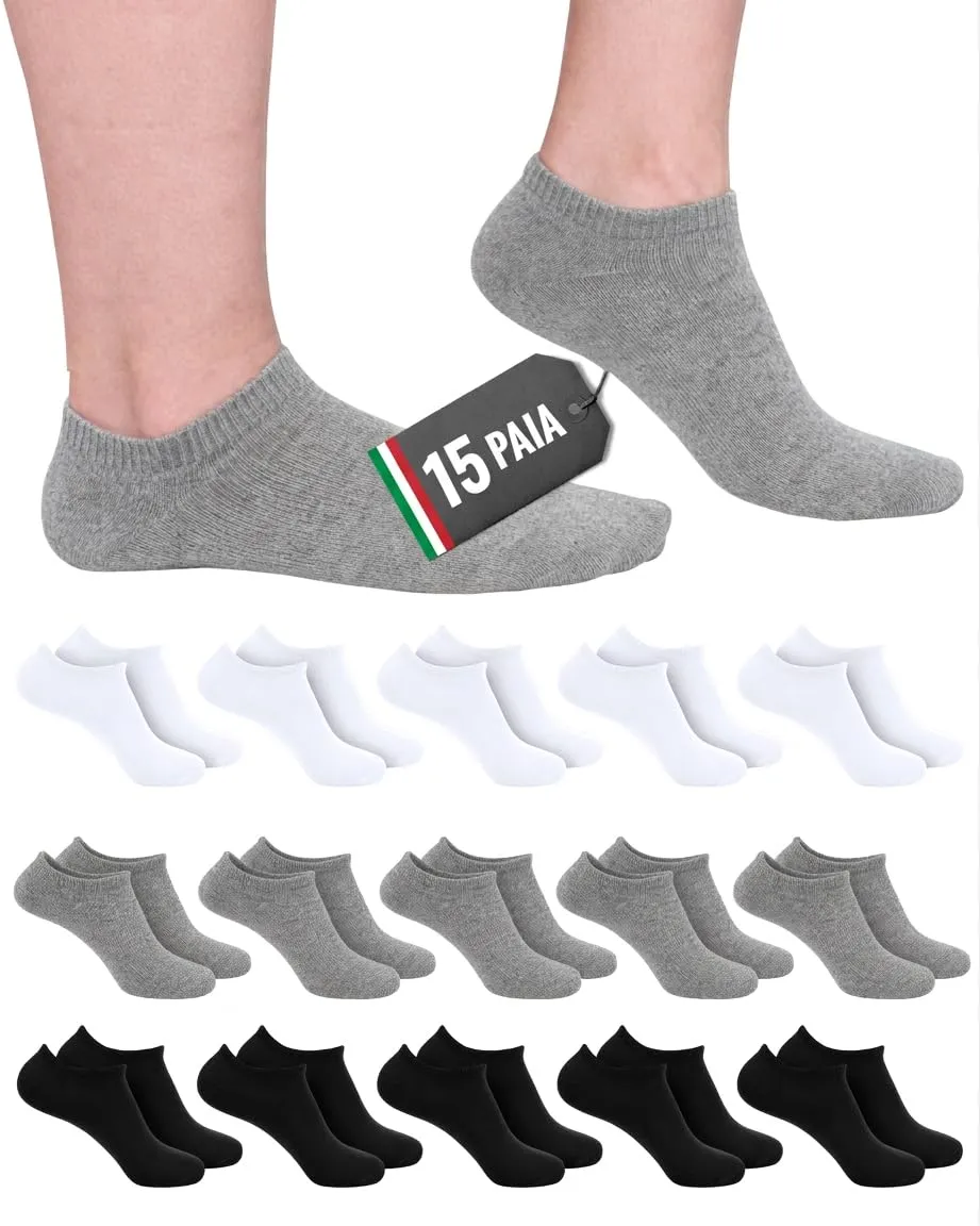 POPYS Calzini Corti in Cotone Unisex, 15 Paia, Taglia 35-40 - immagine 1